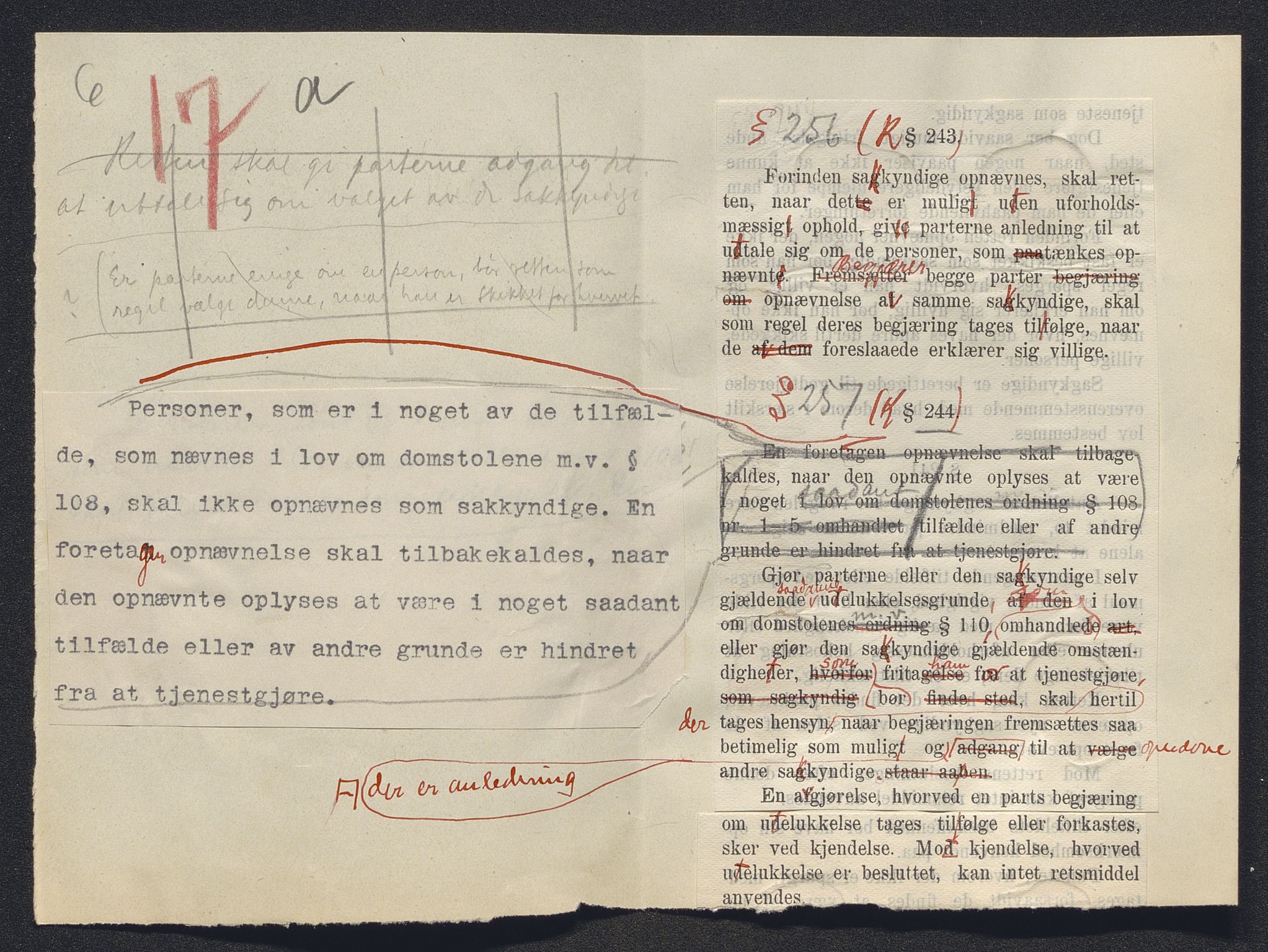 Justisdepartementet, Lovavdelingen, AV/RA-S-3212/D/De/L0148/0001: Sivilprosesslovene / Sivilprosess: III - Ot.prp. nr. 1 - 1910: Utkast til lov om rettergangsmåten i tvistemål 1. Mappe 1/2, 1909, s. 87