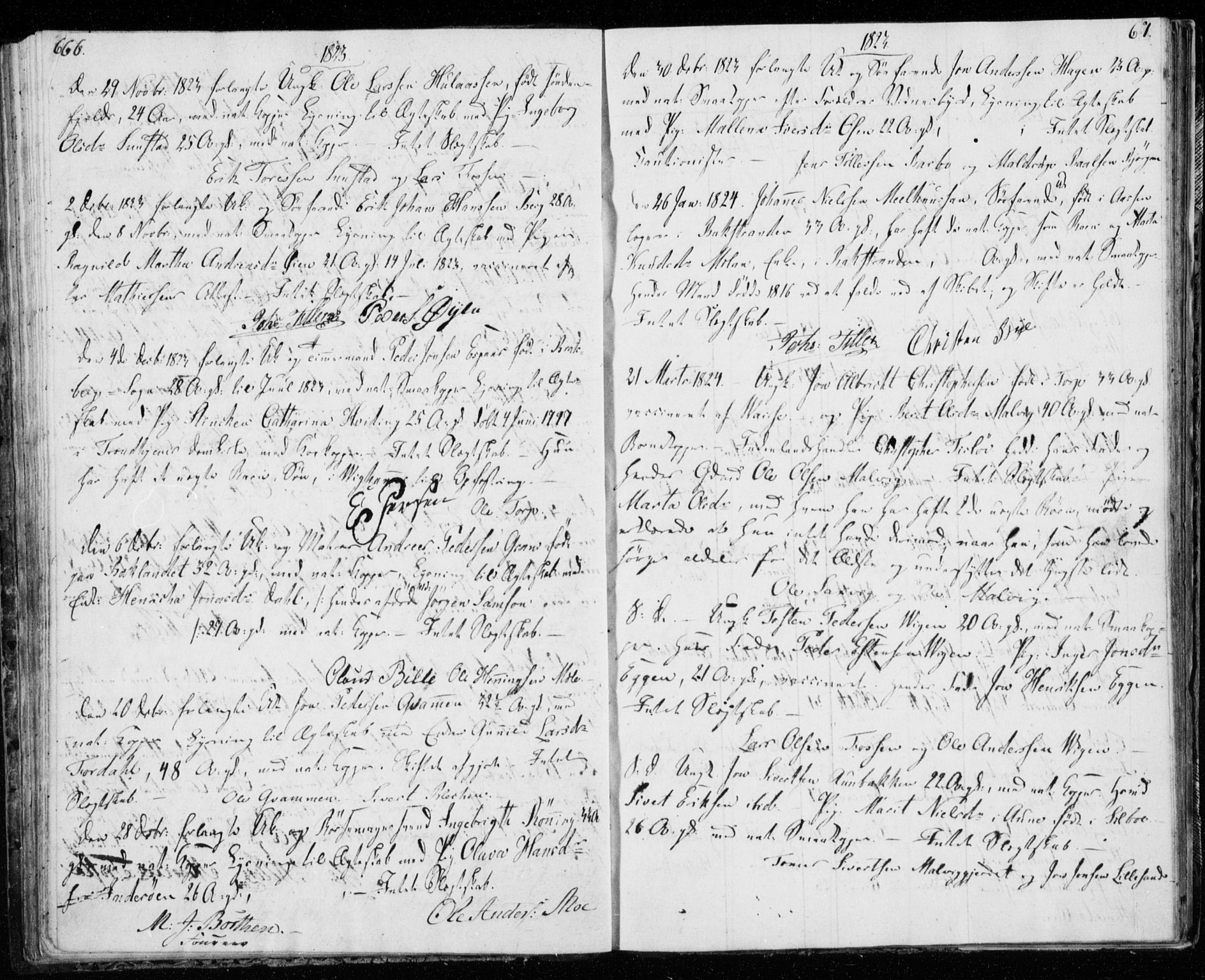 Ministerialprotokoller, klokkerbøker og fødselsregistre - Sør-Trøndelag, SAT/A-1456/606/L0295: Lysningsprotokoll nr. 606A10, 1815-1833, s. 66-67