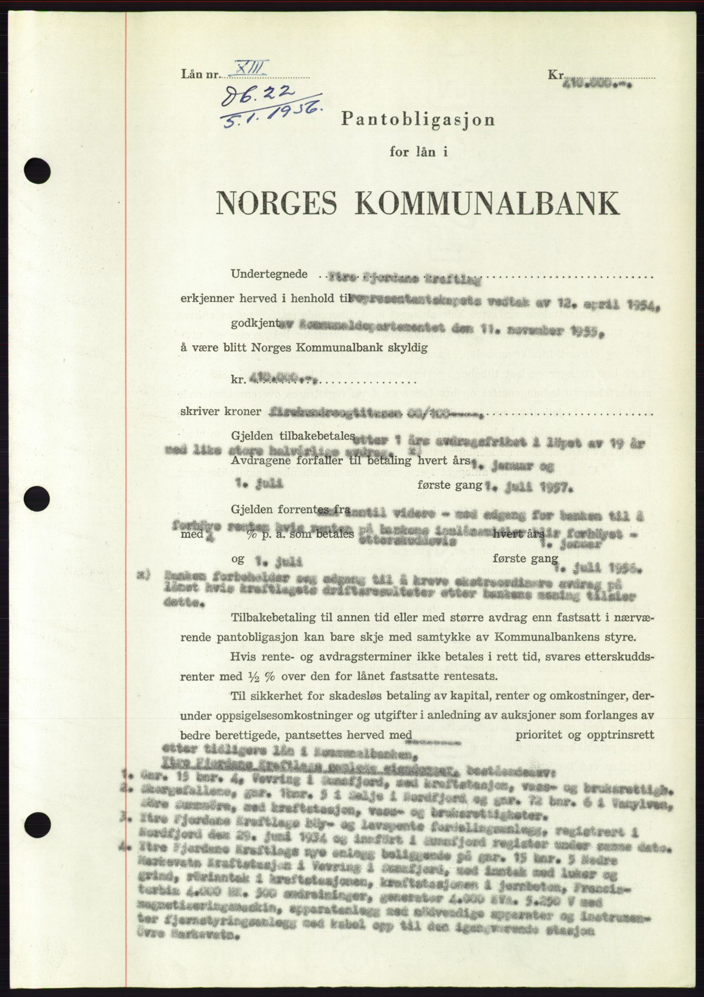 Søre Sunnmøre sorenskriveri, SAT/A-4122/1/2/2C/L0128: Pantebok nr. 16B, 1956-1956, Dagboknr: 22/1956