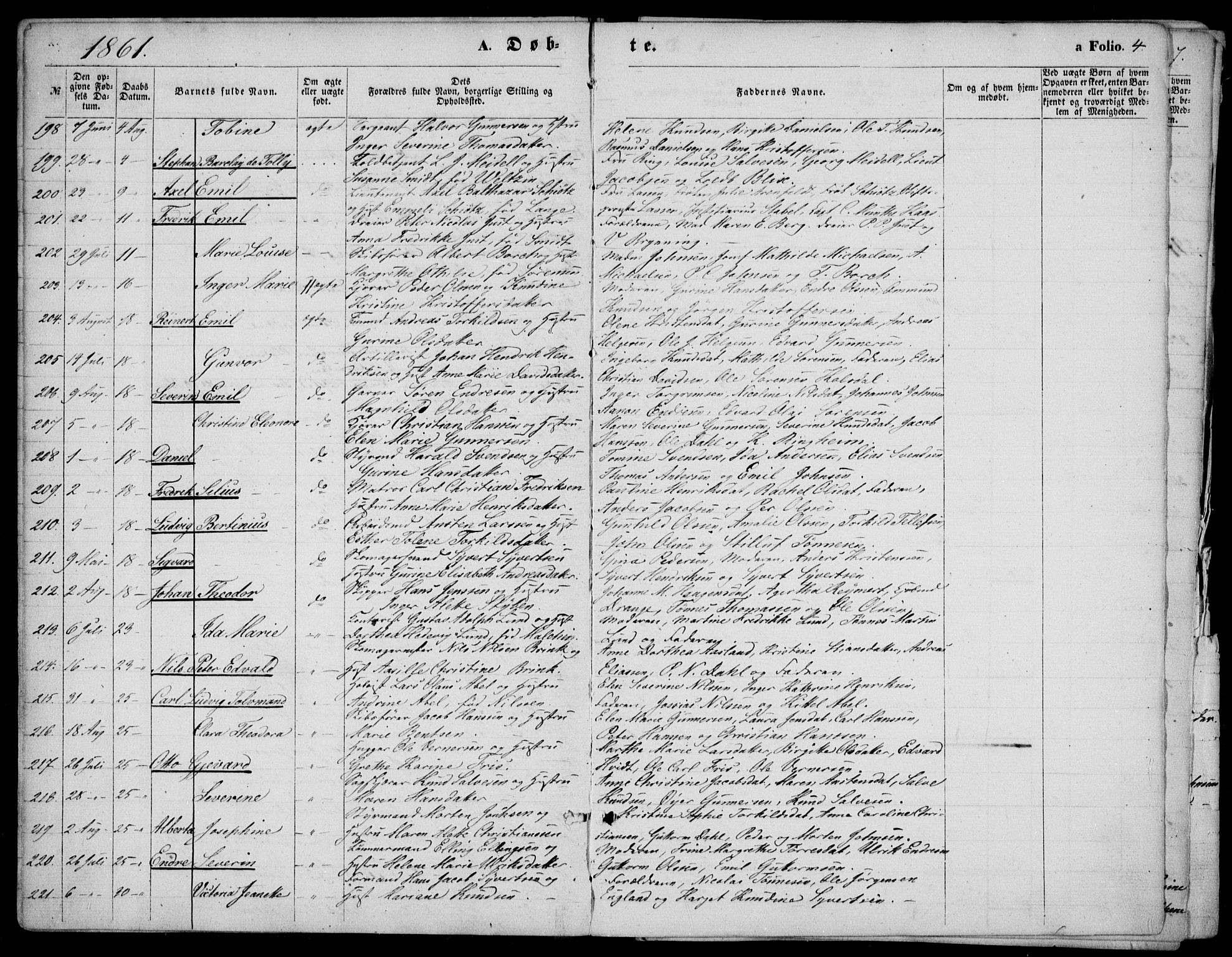 Kristiansand domprosti, AV/SAK-1112-0006/F/Fb/L0012: Klokkerbok nr. B 12, 1861-1870, s. 4