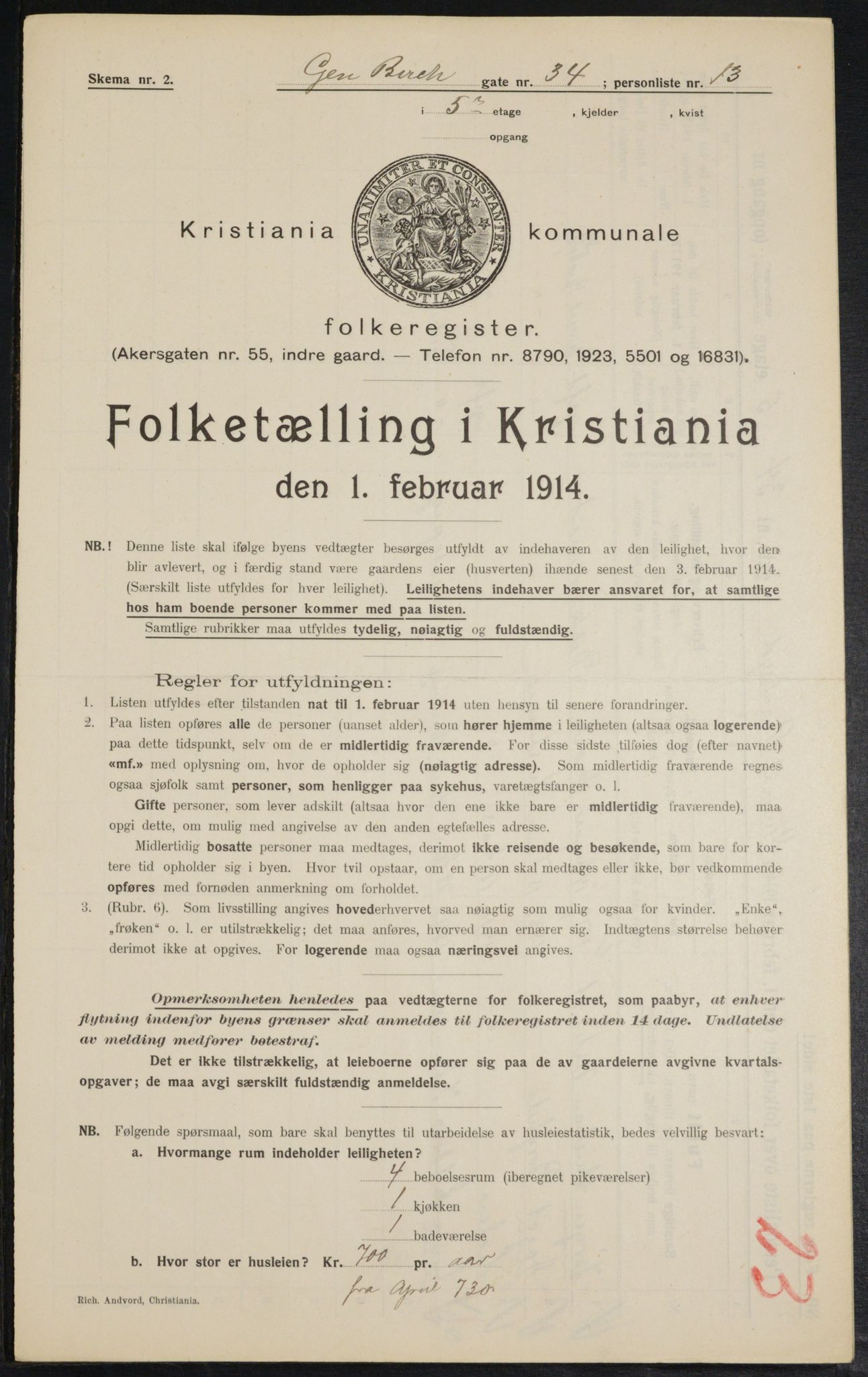 OBA, Kommunal folketelling 1.2.1914 for Kristiania, 1914, s. 29305