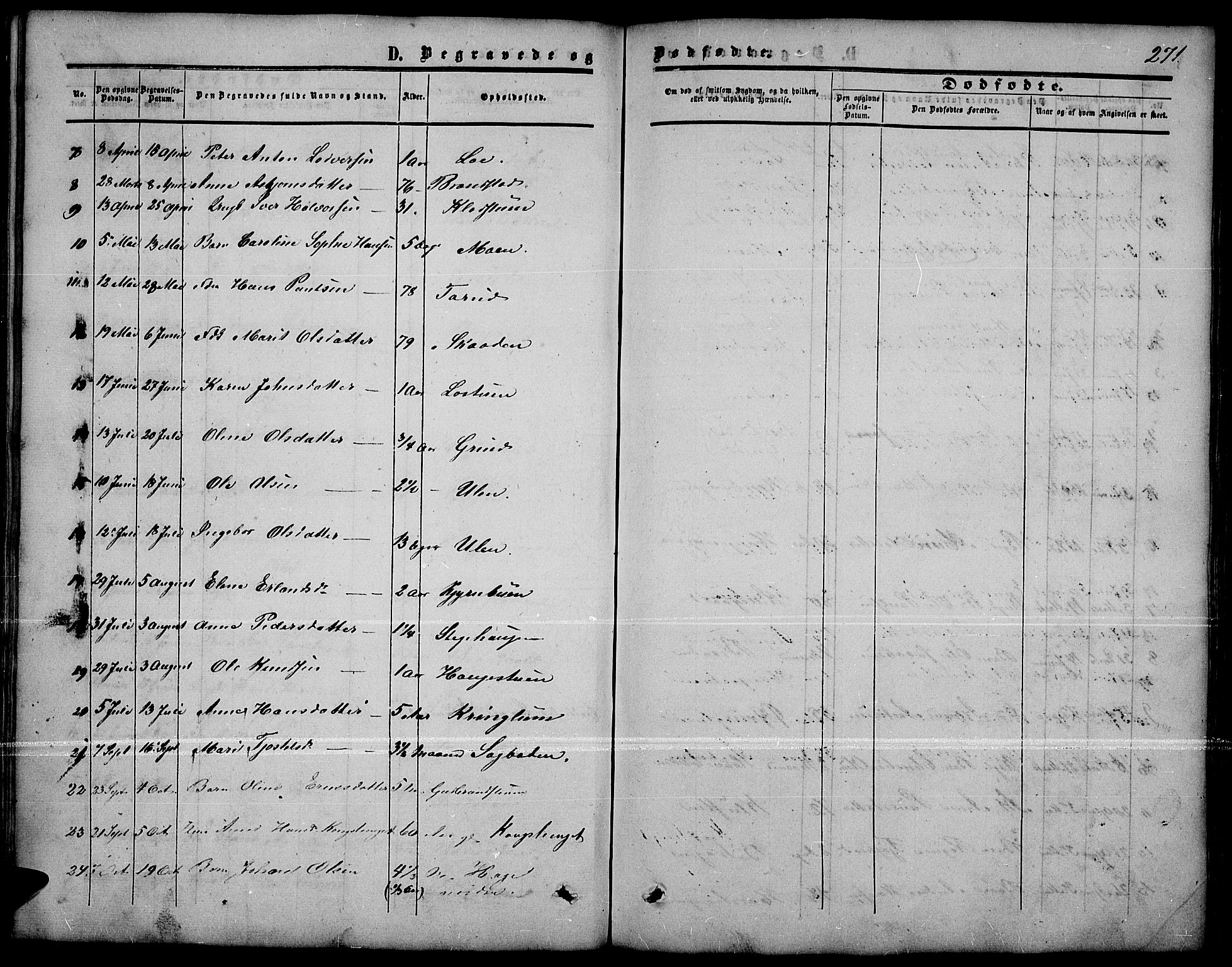 Nord-Fron prestekontor, AV/SAH-PREST-080/H/Ha/Hab/L0001: Klokkerbok nr. 1, 1851-1883, s. 271