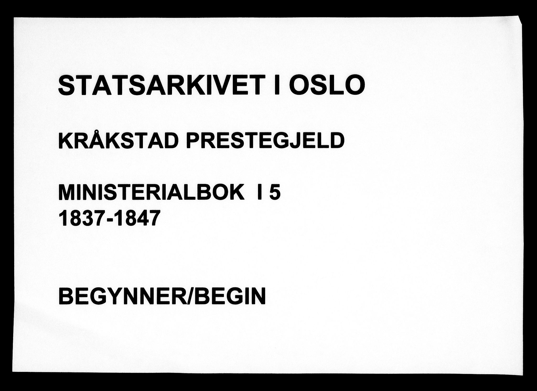 Kråkstad prestekontor Kirkebøker, SAO/A-10125a/F/Fa/L0005: Ministerialbok nr. I 5, 1837-1847