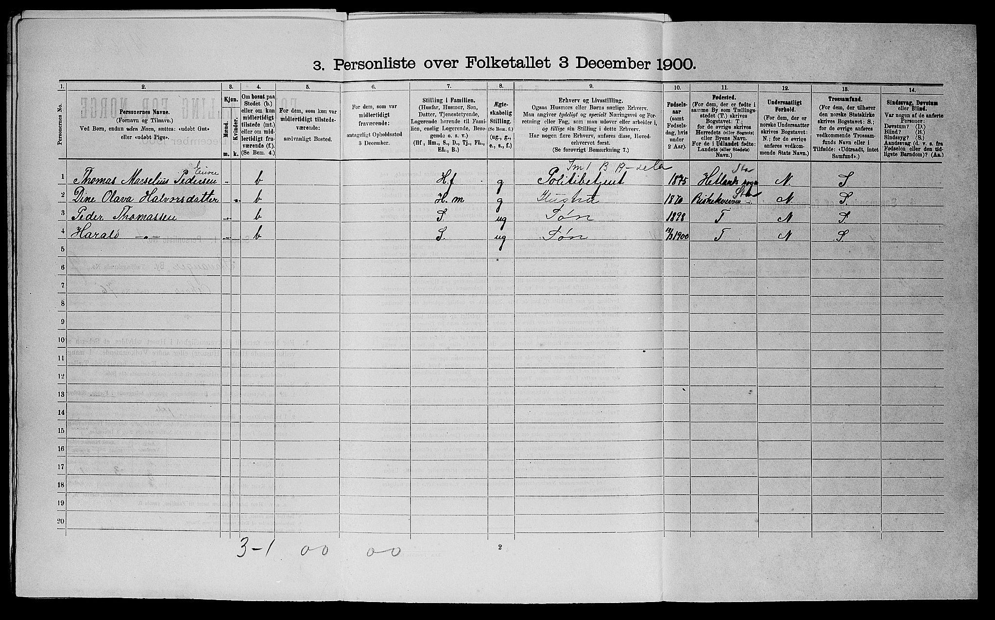 SAST, Folketelling 1900 for 1103 Stavanger kjøpstad, 1900, s. 4133