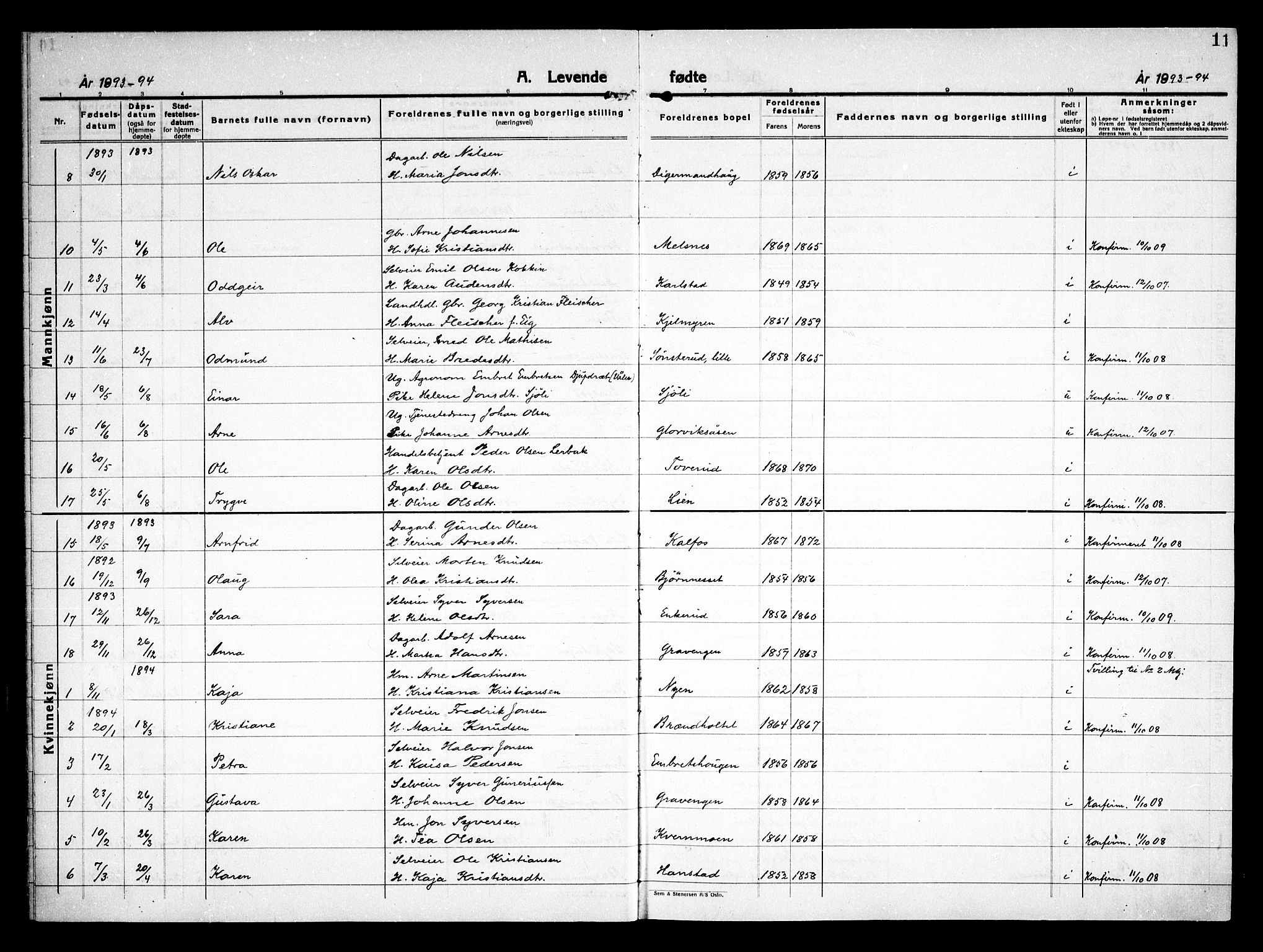 Åsnes prestekontor, SAH/PREST-042/H/Ha/Haa/L0000D: Ministerialbok nr. 0B, 1890-1929, s. 11