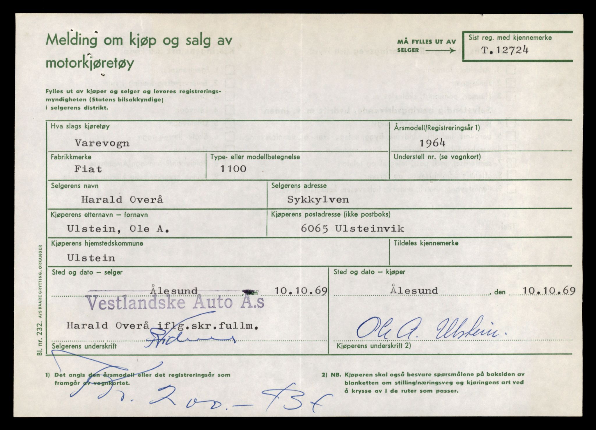 Møre og Romsdal vegkontor - Ålesund trafikkstasjon, AV/SAT-A-4099/F/Fe/L0035: Registreringskort for kjøretøy T 12653 - T 12829, 1927-1998, s. 1356