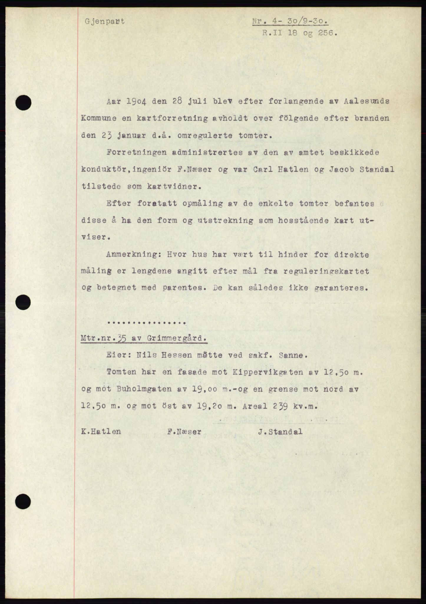 Ålesund byfogd, AV/SAT-A-4384: Pantebok nr. 26, 1930-1930, Tingl.dato: 30.09.1930