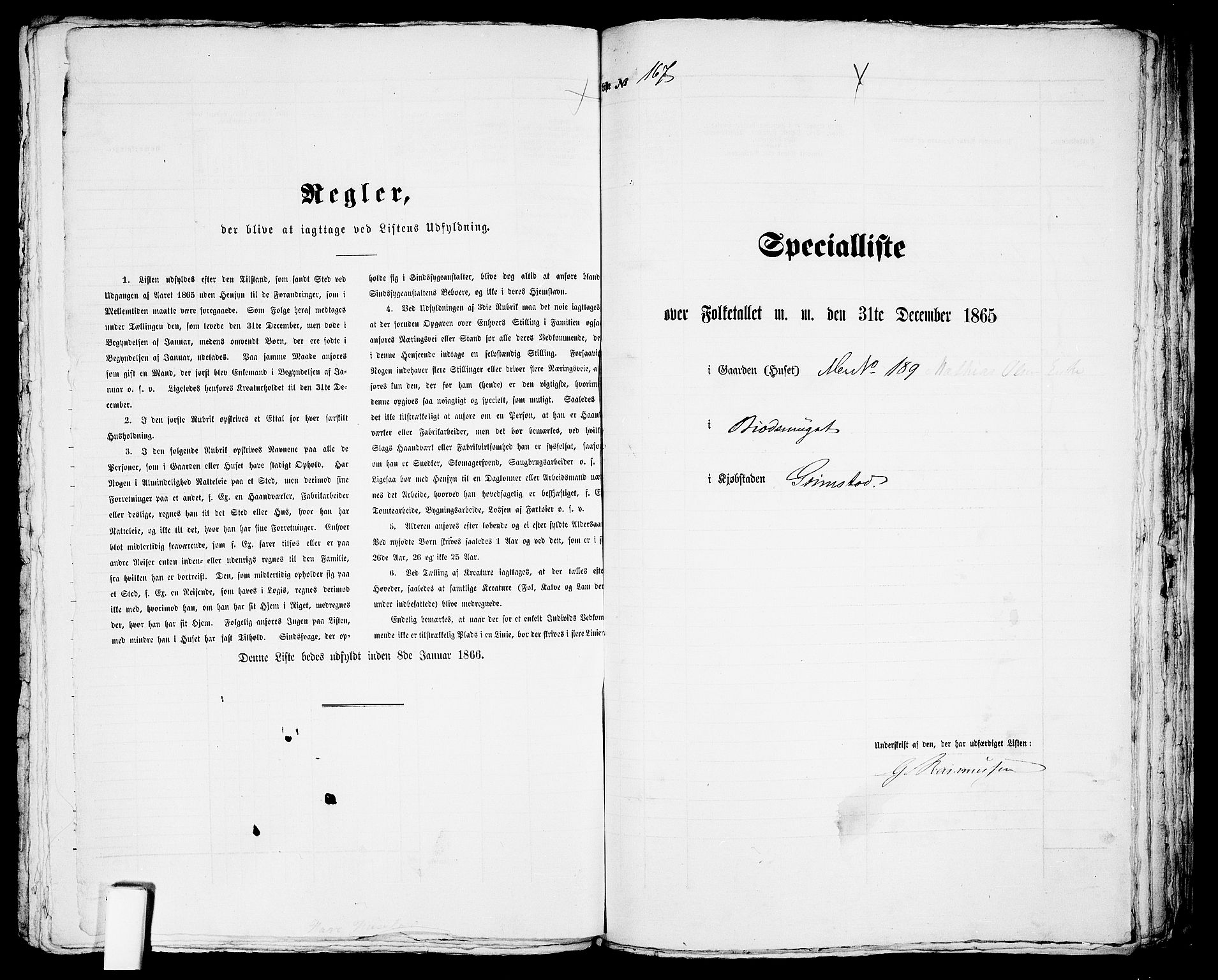 RA, Folketelling 1865 for 0904B Fjære prestegjeld, Grimstad kjøpstad, 1865, s. 340