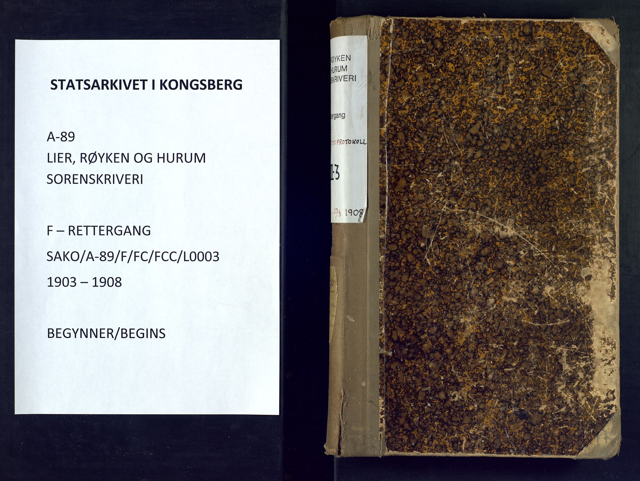 Lier, Røyken og Hurum sorenskriveri, SAKO/A-89/F/Fc/Fcc/L0003: Ekstrarettsprotokoll, 1903-1908