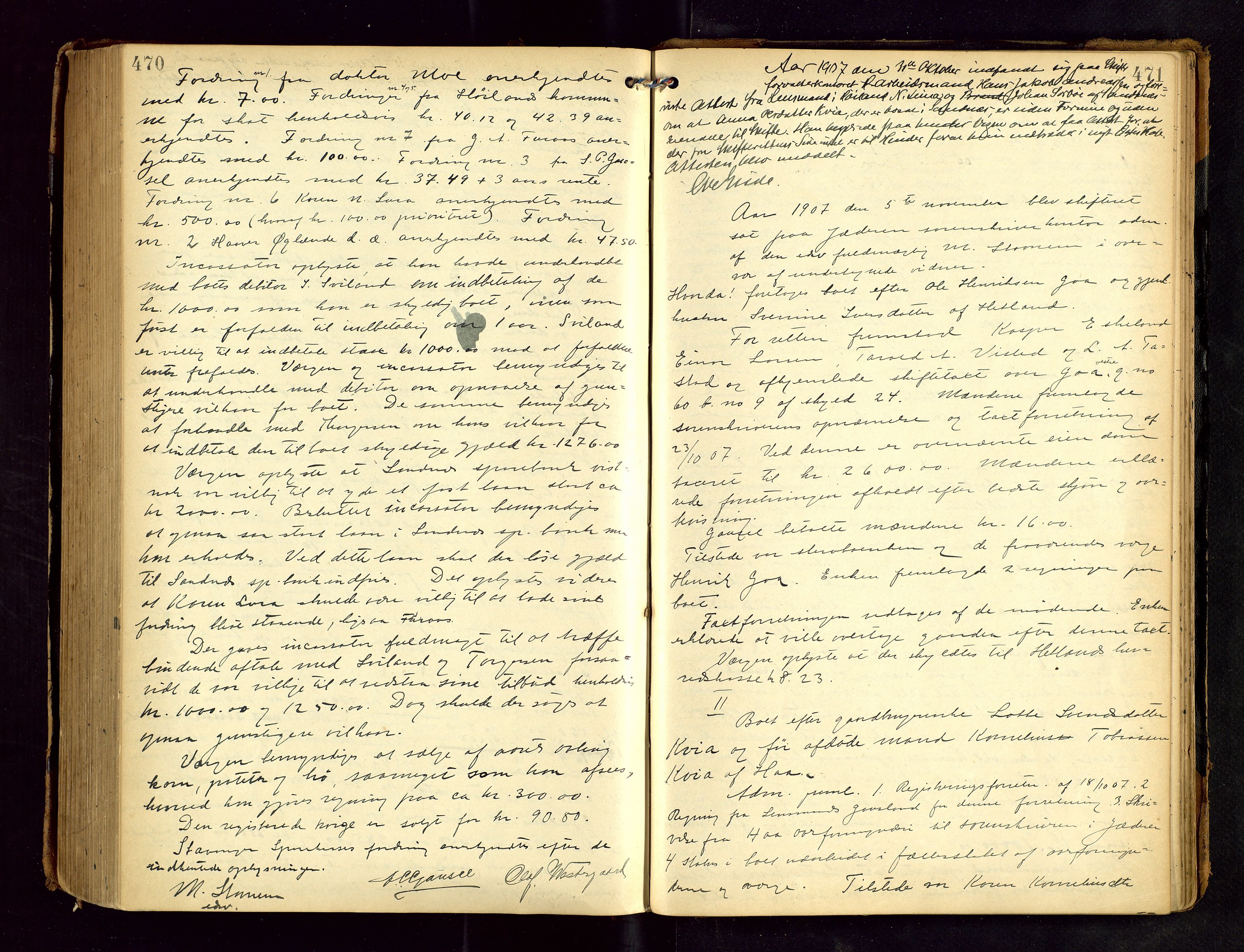 Jæren sorenskriveri, AV/SAST-A-100310/01/5/53/53BA/L0001: SKIFTEFORHANDLINGSPROTOKOLL, 1903-1908, s. 470-471