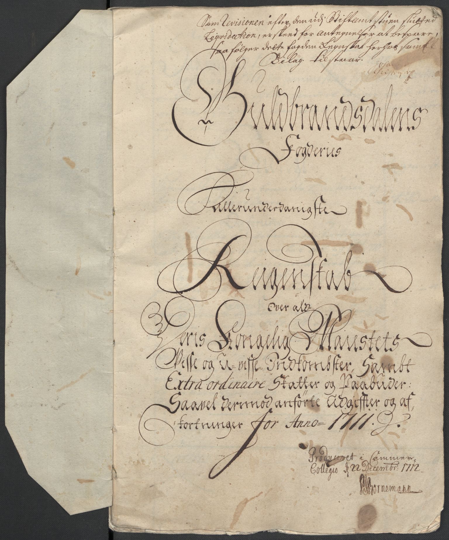 Rentekammeret inntil 1814, Reviderte regnskaper, Fogderegnskap, RA/EA-4092/R17/L1180: Fogderegnskap Gudbrandsdal, 1711, s. 3