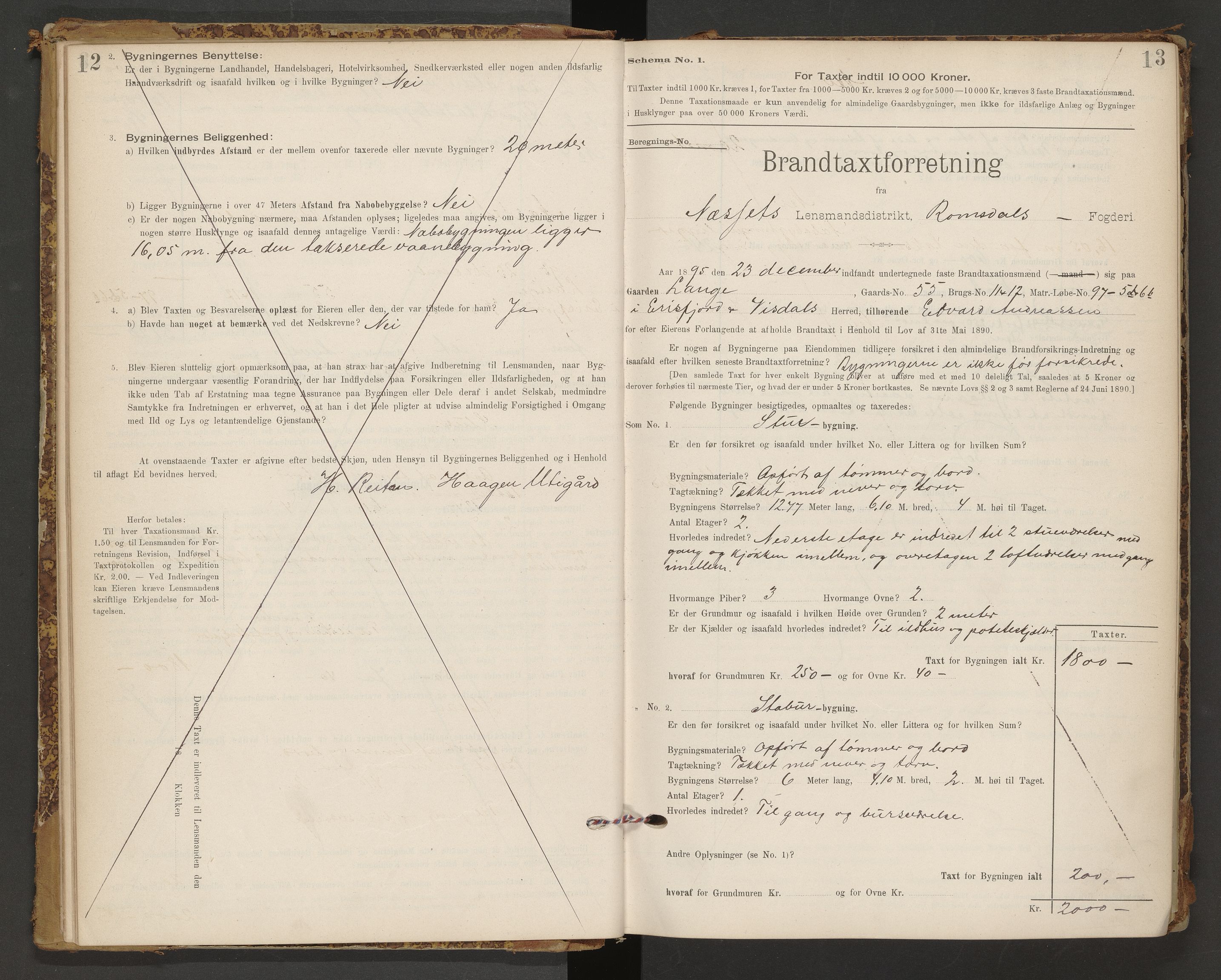 Norges Brannkasse Nesset, AV/SAT-A-5501/F/Fb/L0001: Branntakstprotokoll, 1894-1911, s. 12-13