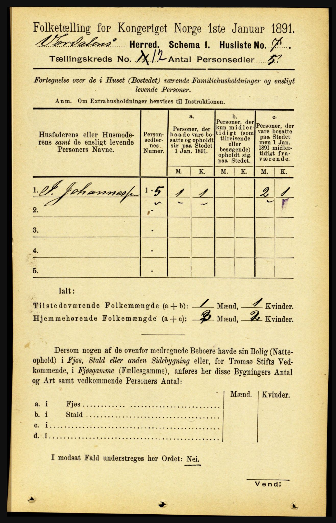 RA, Folketelling 1891 for 1721 Verdal herred, 1891, s. 6395