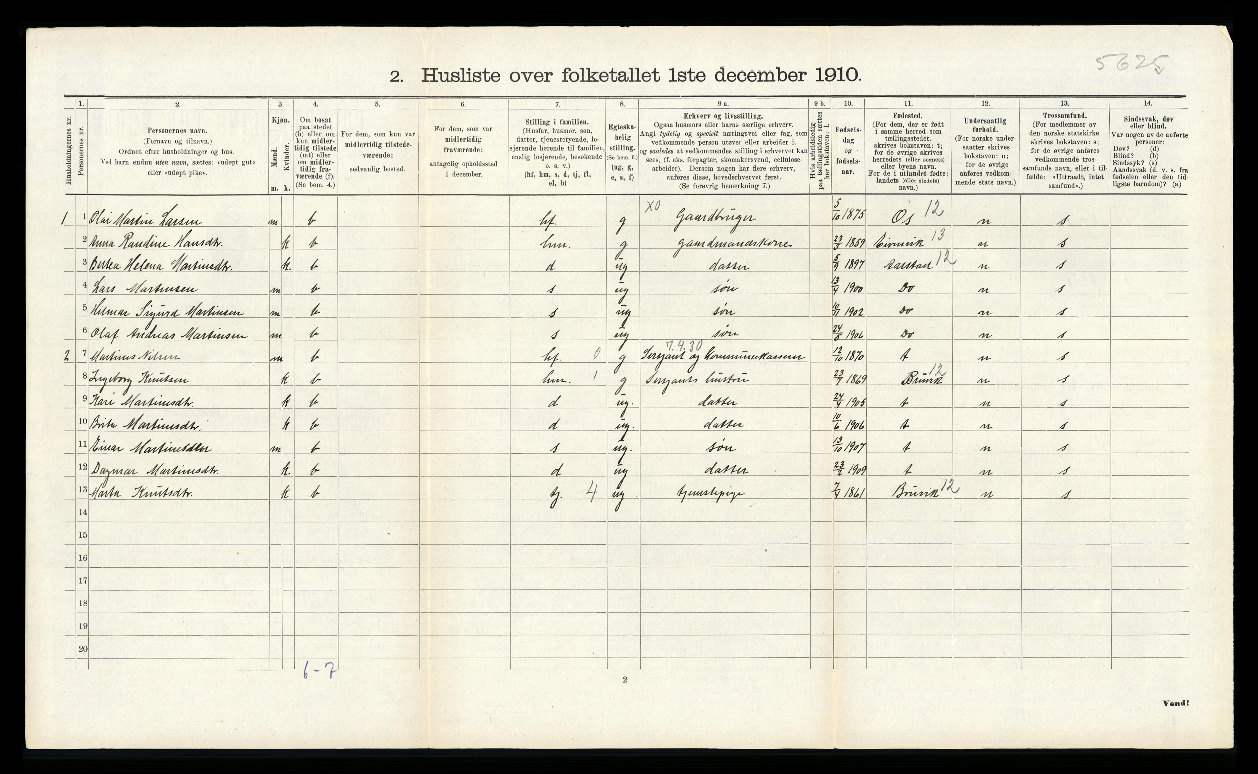 RA, Folketelling 1910 for 1250 Haus herred, 1910, s. 879