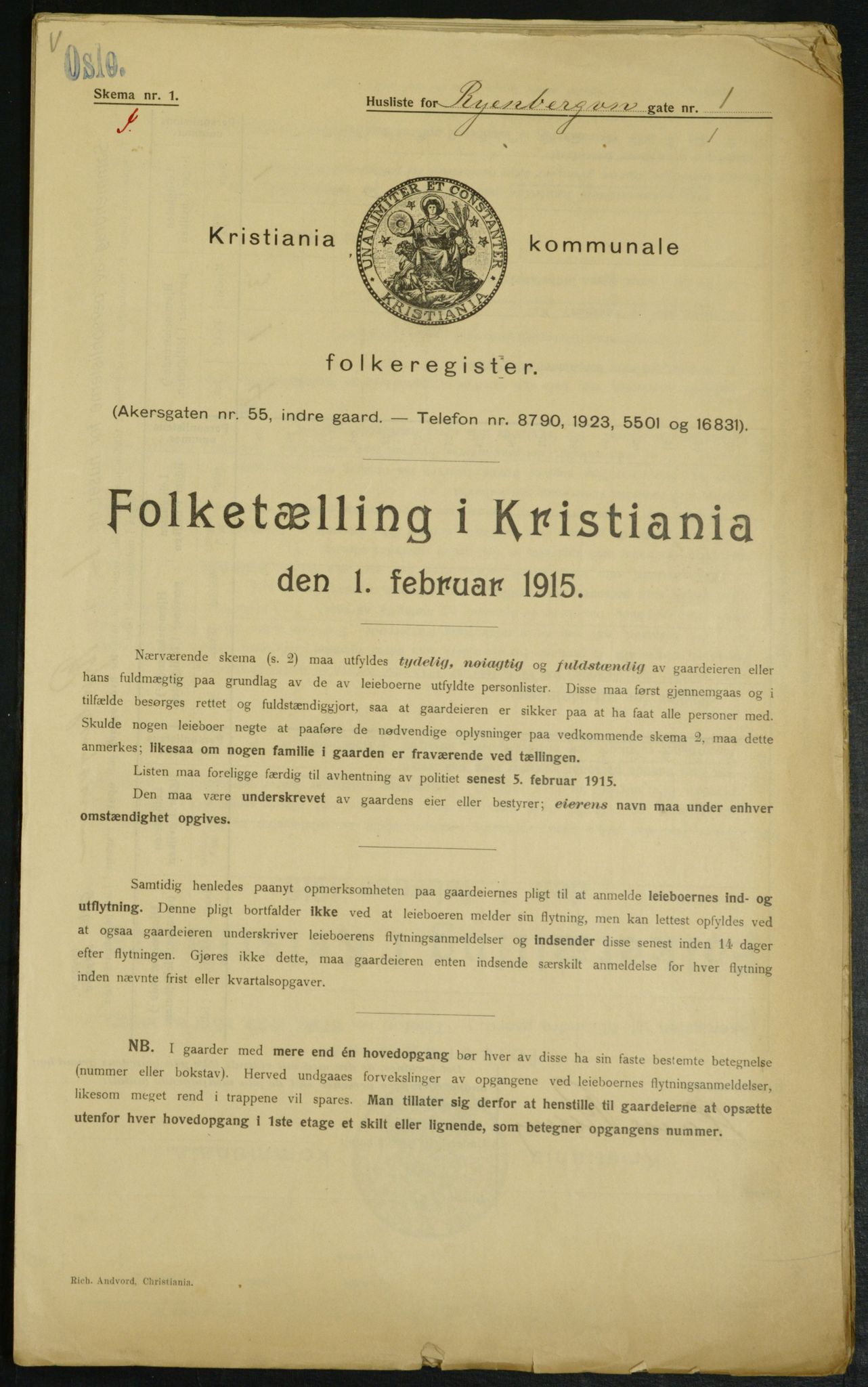 OBA, Kommunal folketelling 1.2.1915 for Kristiania, 1915, s. 85304