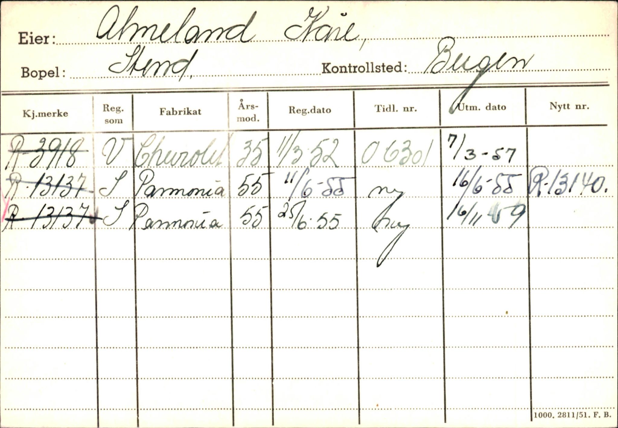 Statens vegvesen, Hordaland vegkontor, SAB/A-5201/2/Ha/L0001: R-eierkort A, 1920-1971, s. 462