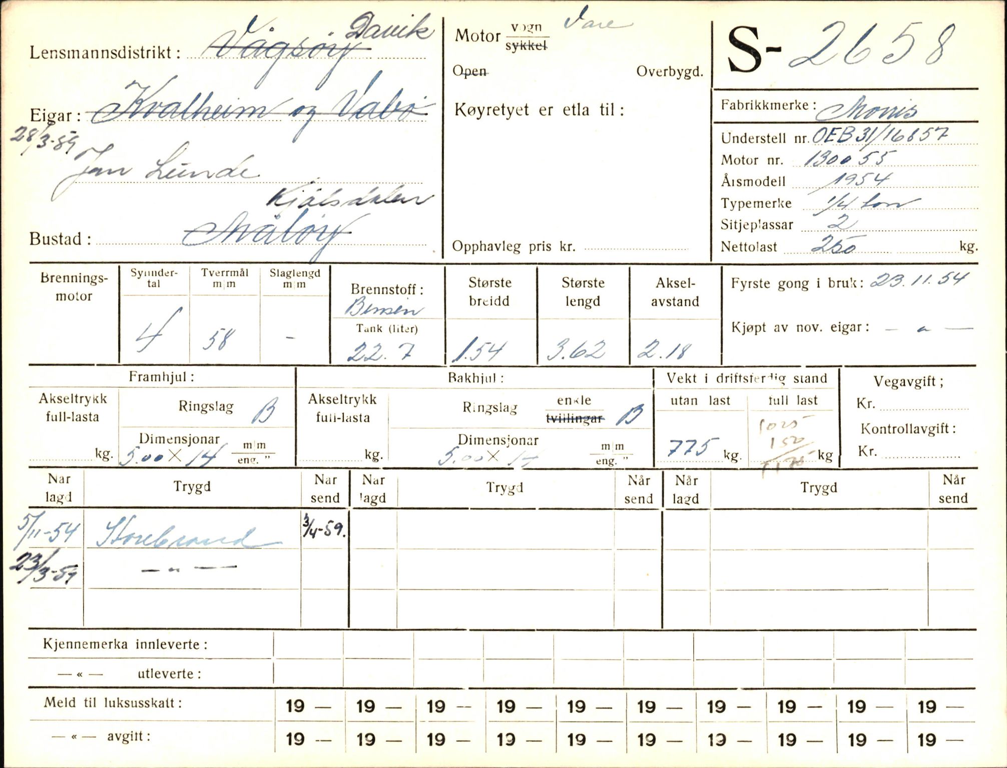 Statens vegvesen, Sogn og Fjordane vegkontor, AV/SAB-A-5301/4/F/L0004: Registerkort utmeldte Fjordane S2500-2700, S7200-7899, 1930-1961, s. 201