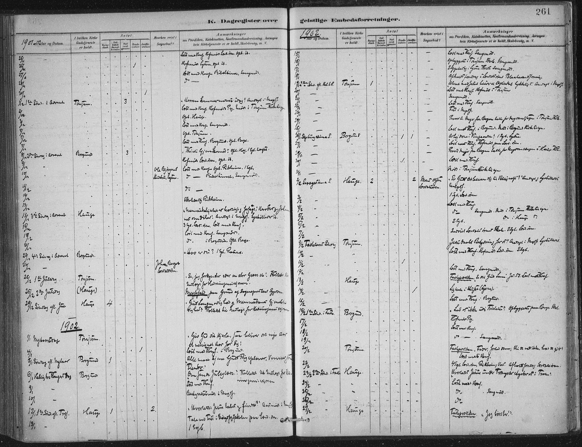 Lærdal sokneprestembete, SAB/A-81201: Ministerialbok nr. D  1, 1878-1908, s. 261