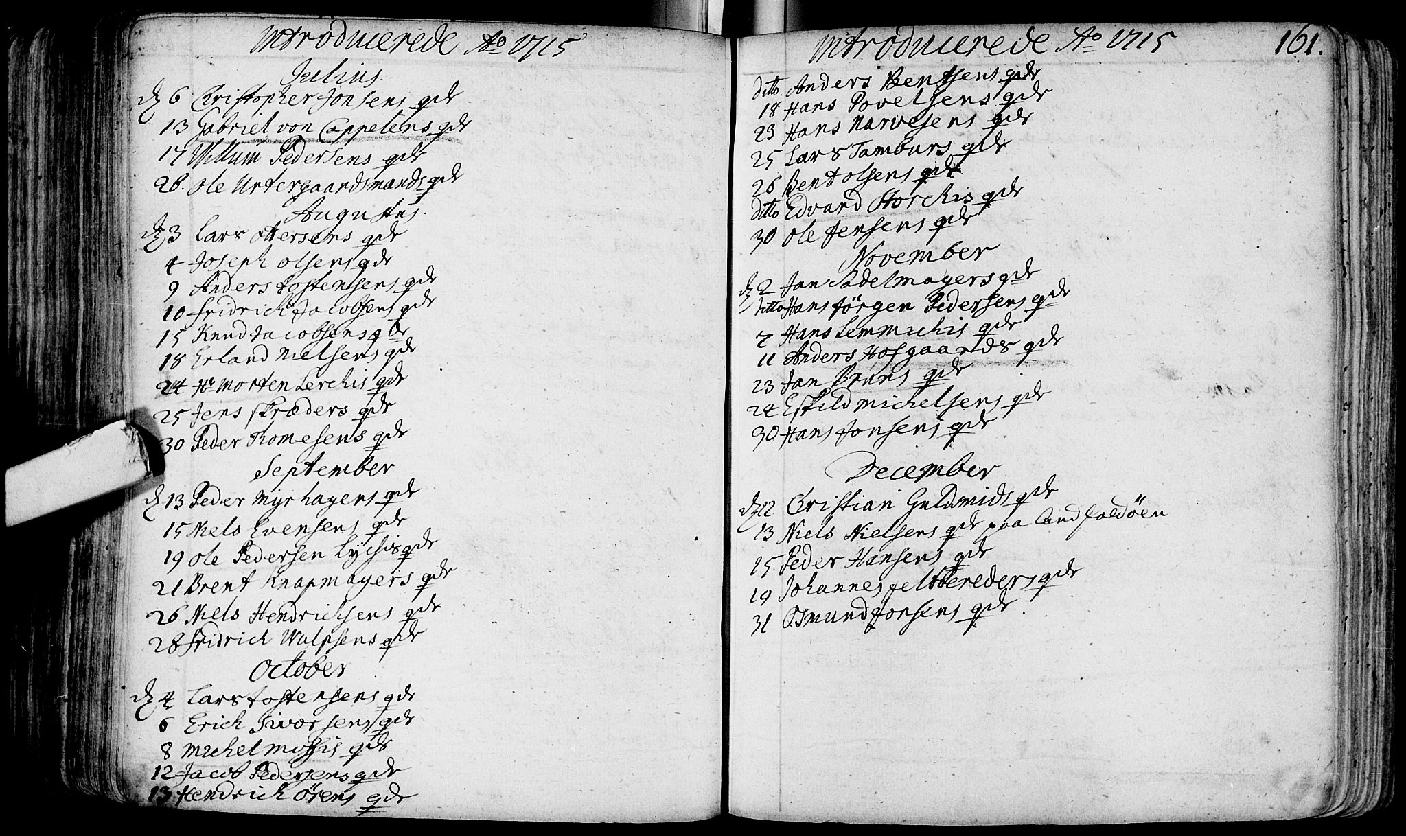 Bragernes kirkebøker, SAKO/A-6/F/Fa/L0003: Ministerialbok nr. I 3, 1706-1734, s. 161