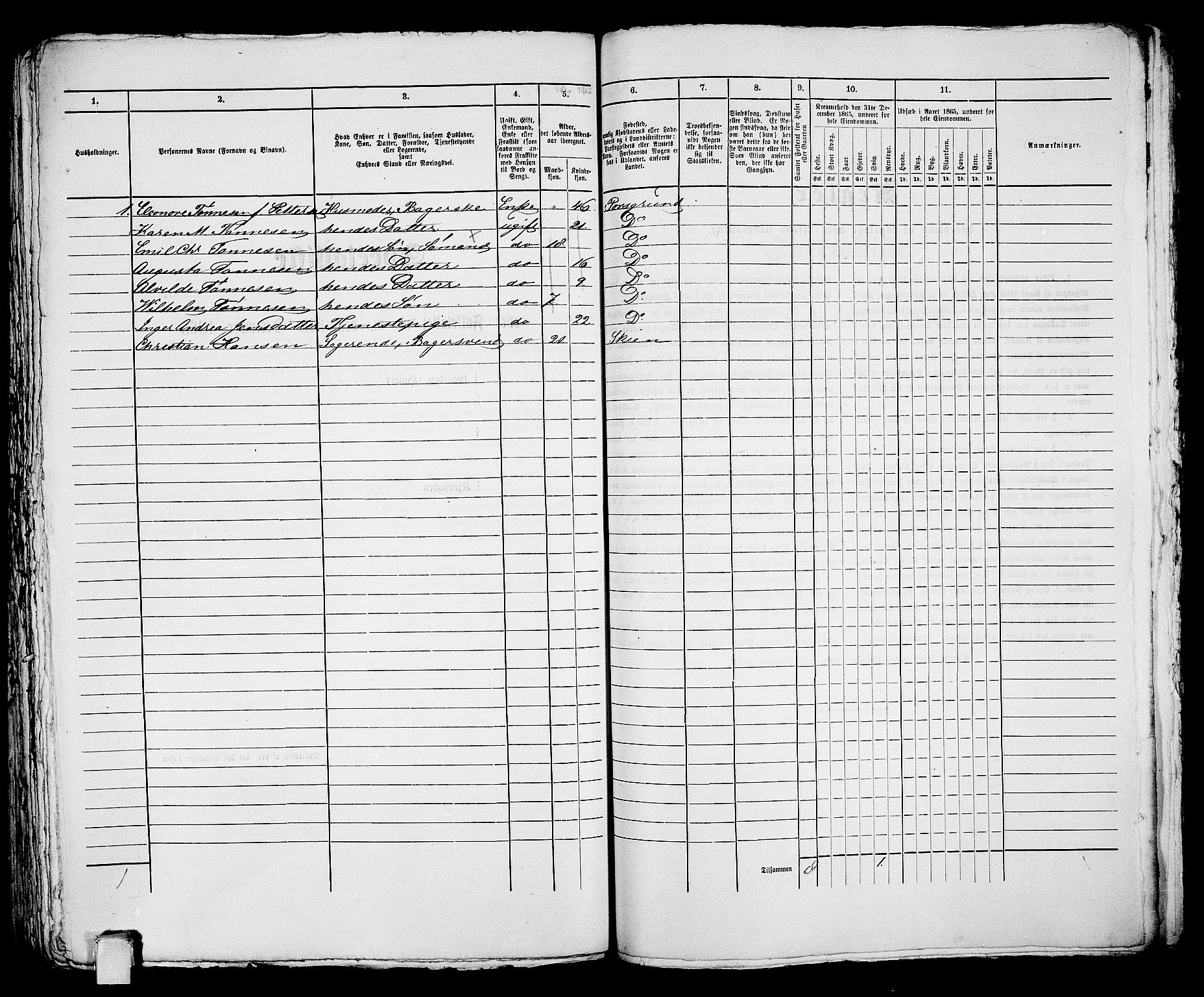 RA, Folketelling 1865 for 0805P Porsgrunn prestegjeld, 1865, s. 383