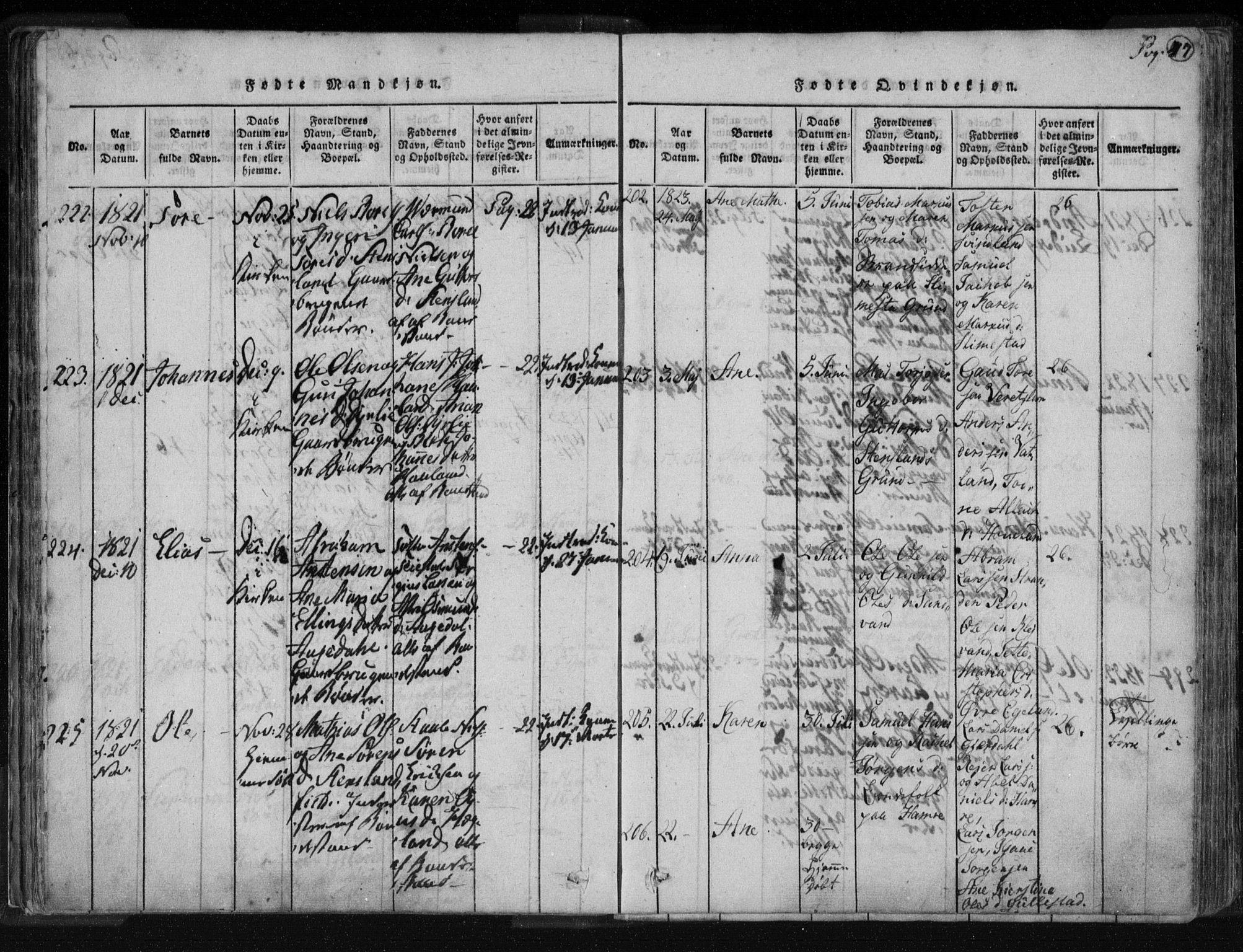 Kvinesdal sokneprestkontor, AV/SAK-1111-0026/F/Fa/Fab/L0003: Ministerialbok nr. A 3, 1815-1829, s. 47