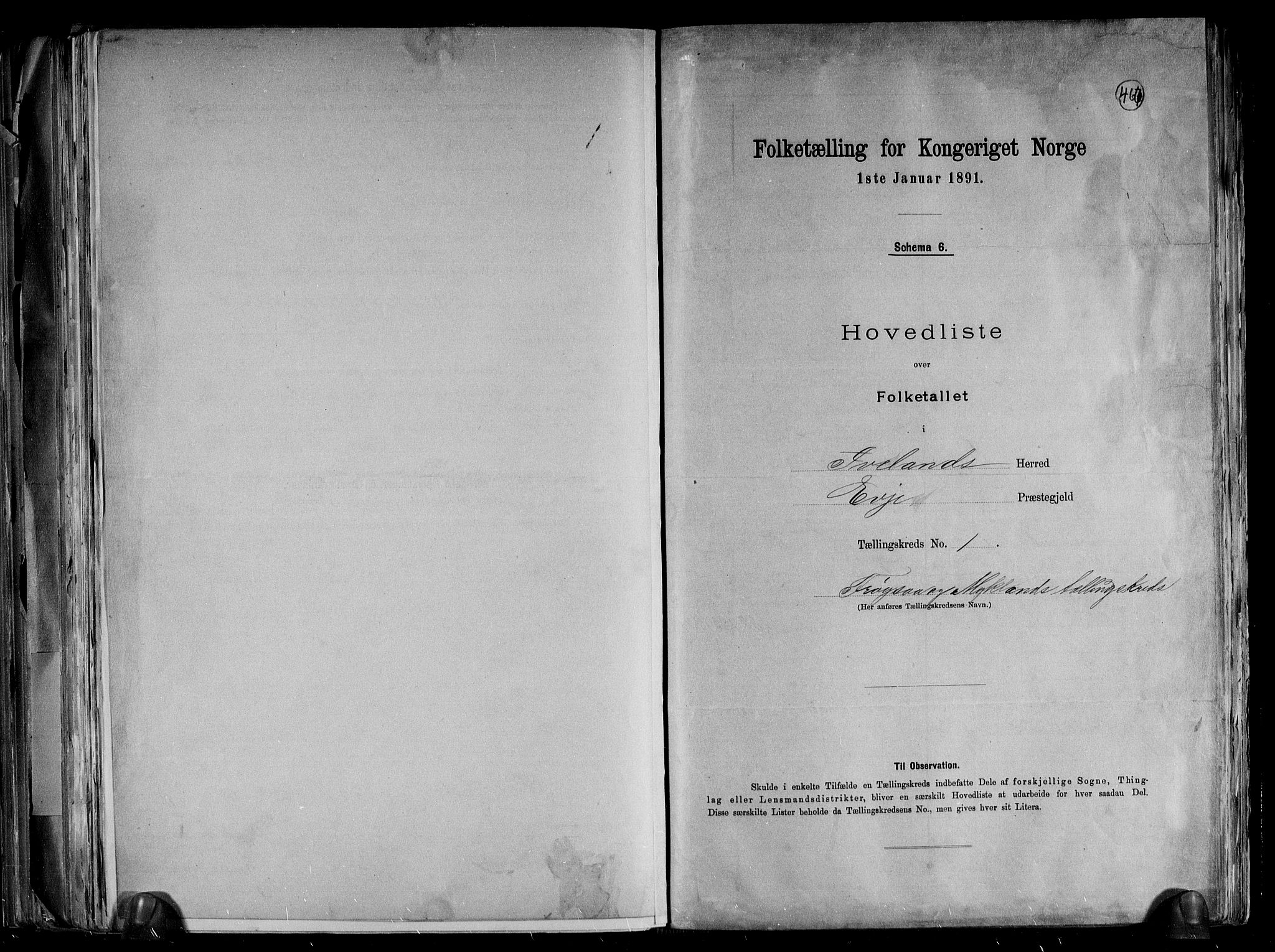 RA, Folketelling 1891 for 0935 Iveland herred, 1891, s. 4