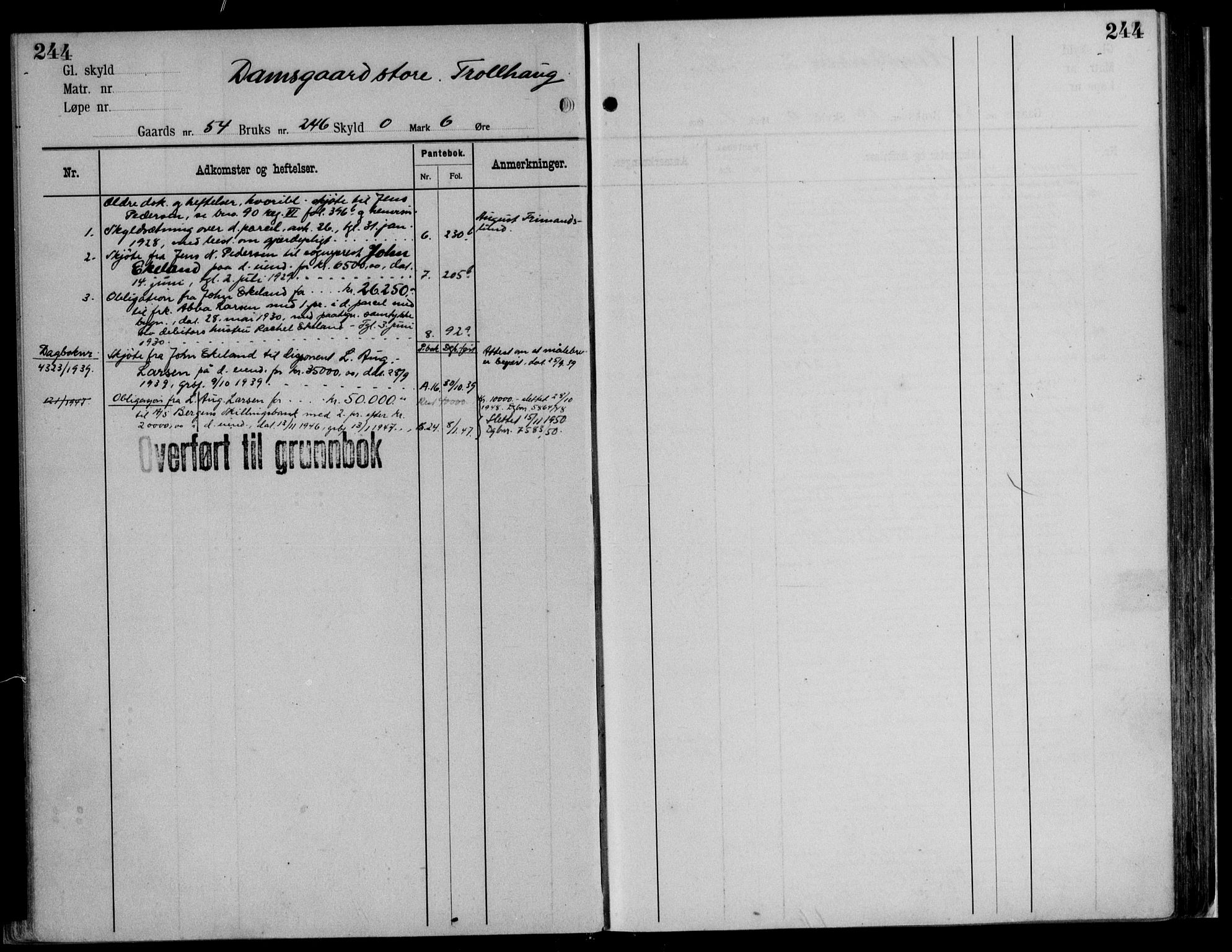 Midhordland sorenskriveri, AV/SAB-A-3001/1/G/Ga/Gab/L0116: Panteregister nr. II.A.b.116, s. 244