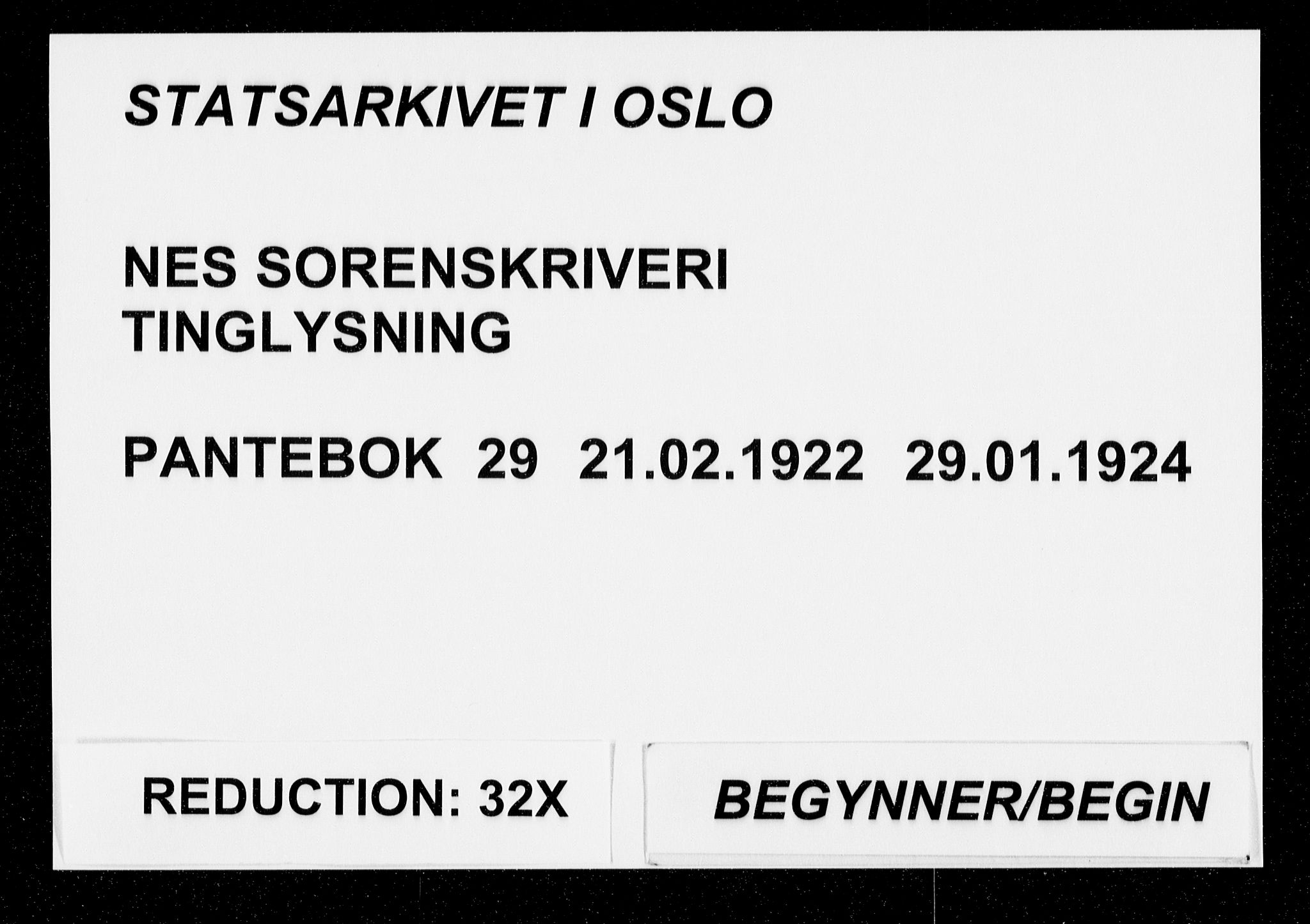 Nes tingrett, AV/SAO-A-10548/G/Gb/Gba/L0029: Pantebok nr. 29, 1922-1924
