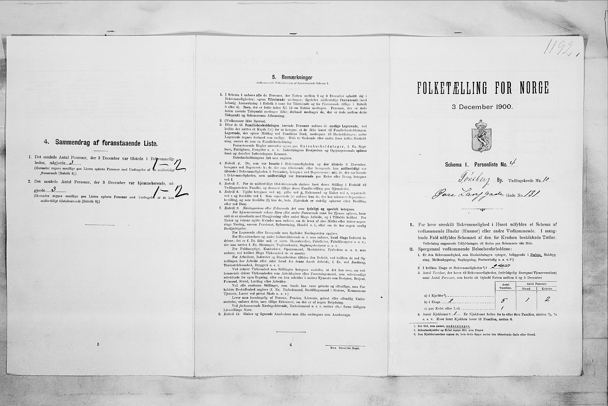 RA, Folketelling 1900 for 0705 Tønsberg kjøpstad, 1900, s. 1538