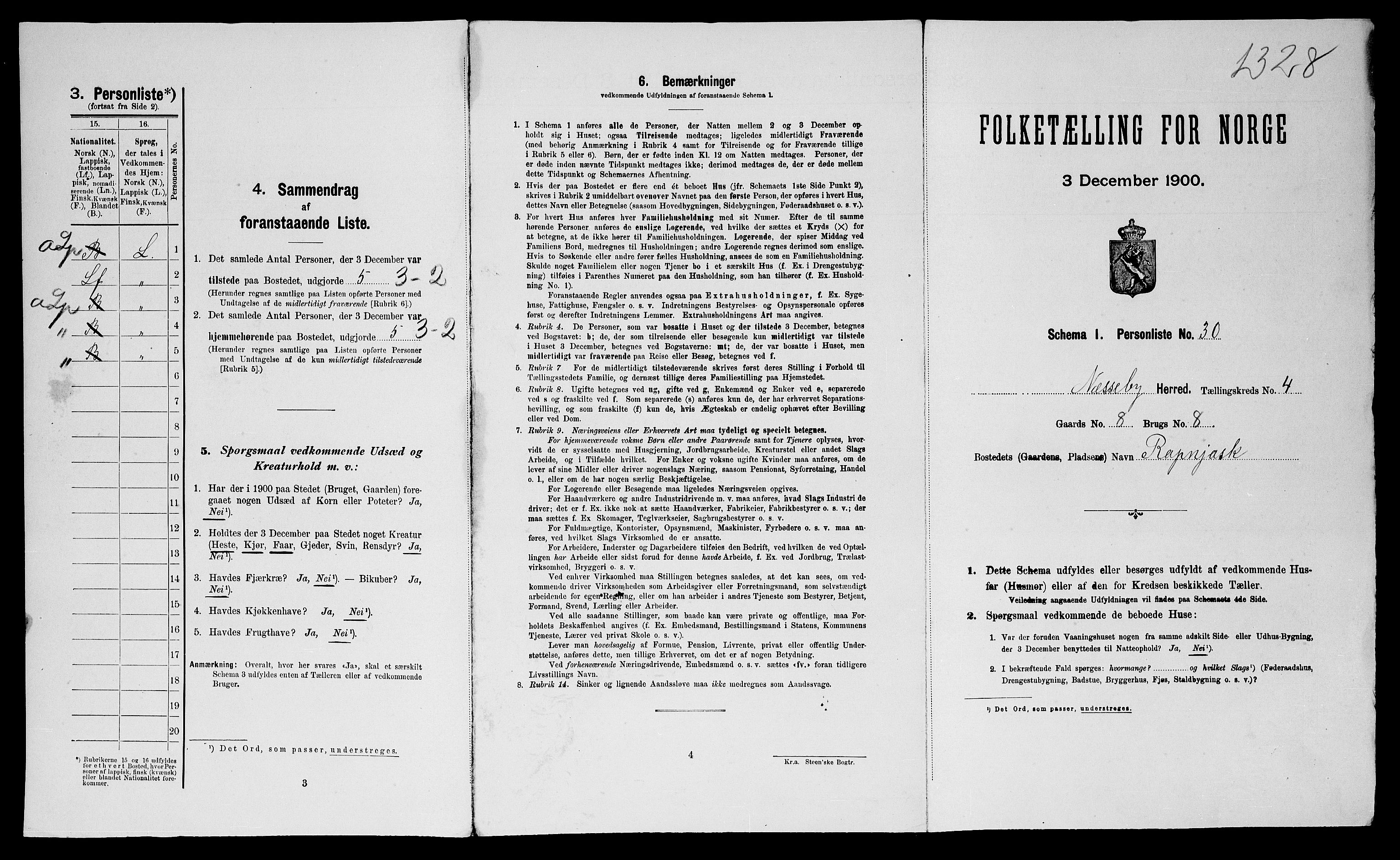 SATØ, Folketelling 1900 for 2027 Nesseby herred, 1900, s. 409