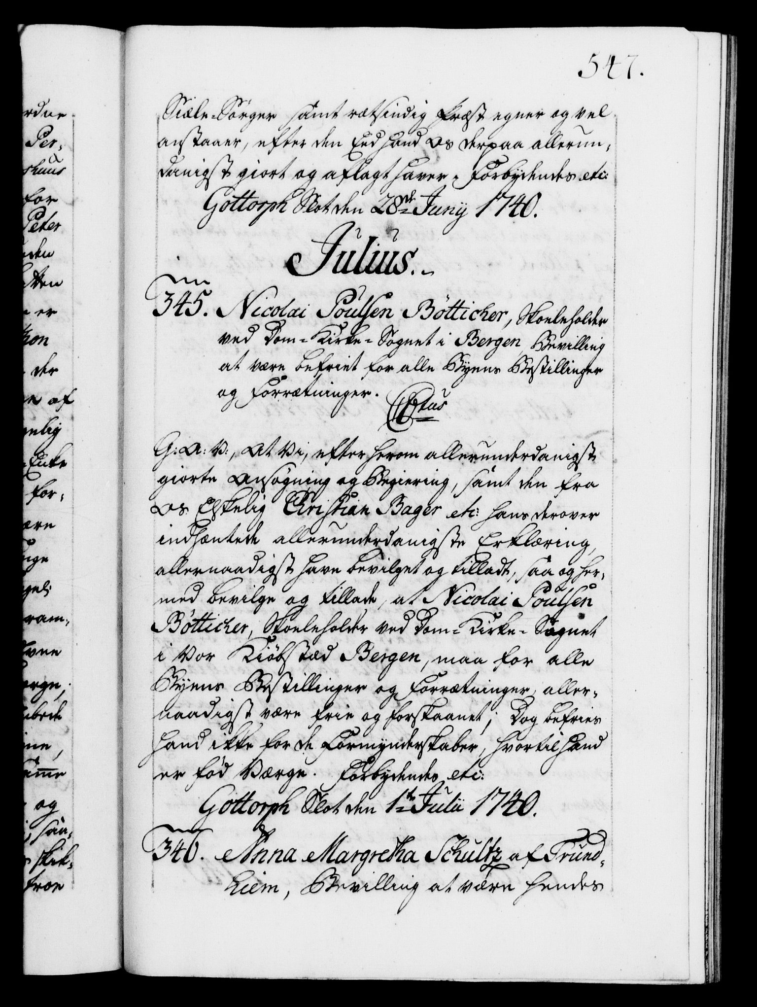 Danske Kanselli 1572-1799, RA/EA-3023/F/Fc/Fca/Fcaa/L0031: Norske registre, 1739-1740, s. 547a