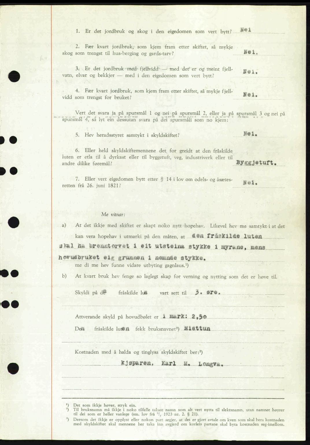 Nordre Sunnmøre sorenskriveri, AV/SAT-A-0006/1/2/2C/2Ca: Pantebok nr. A33, 1949-1950, Dagboknr: 3007/1949