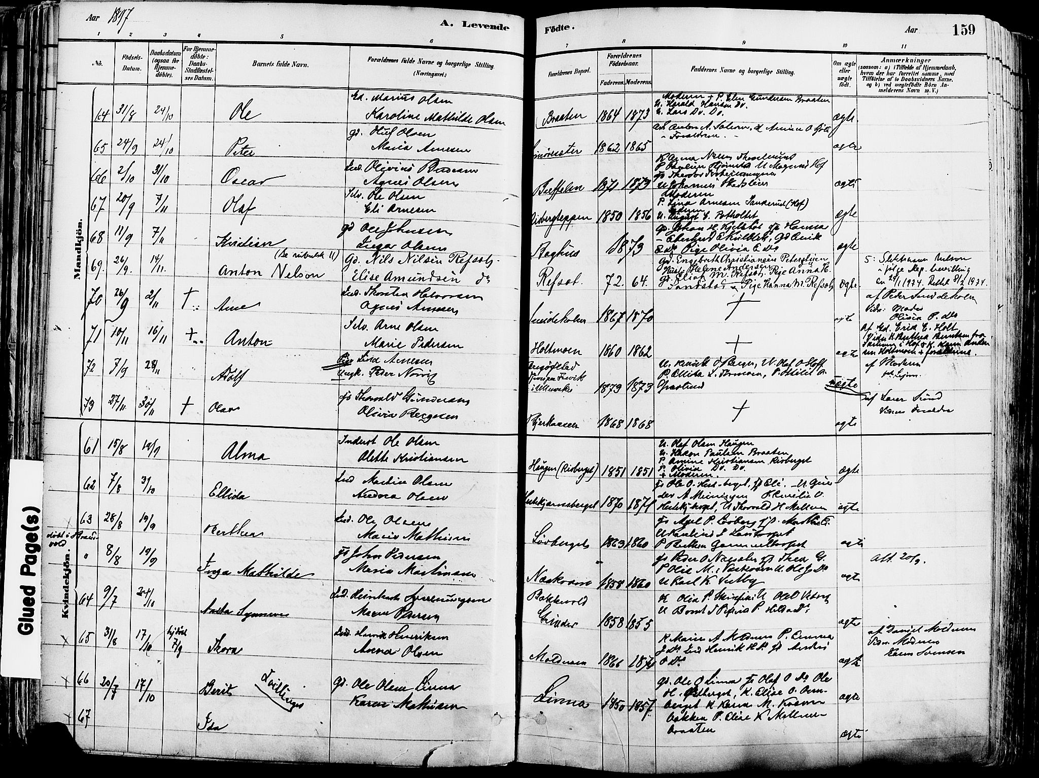 Grue prestekontor, AV/SAH-PREST-036/H/Ha/Haa/L0012: Ministerialbok nr. 12, 1881-1897, s. 159