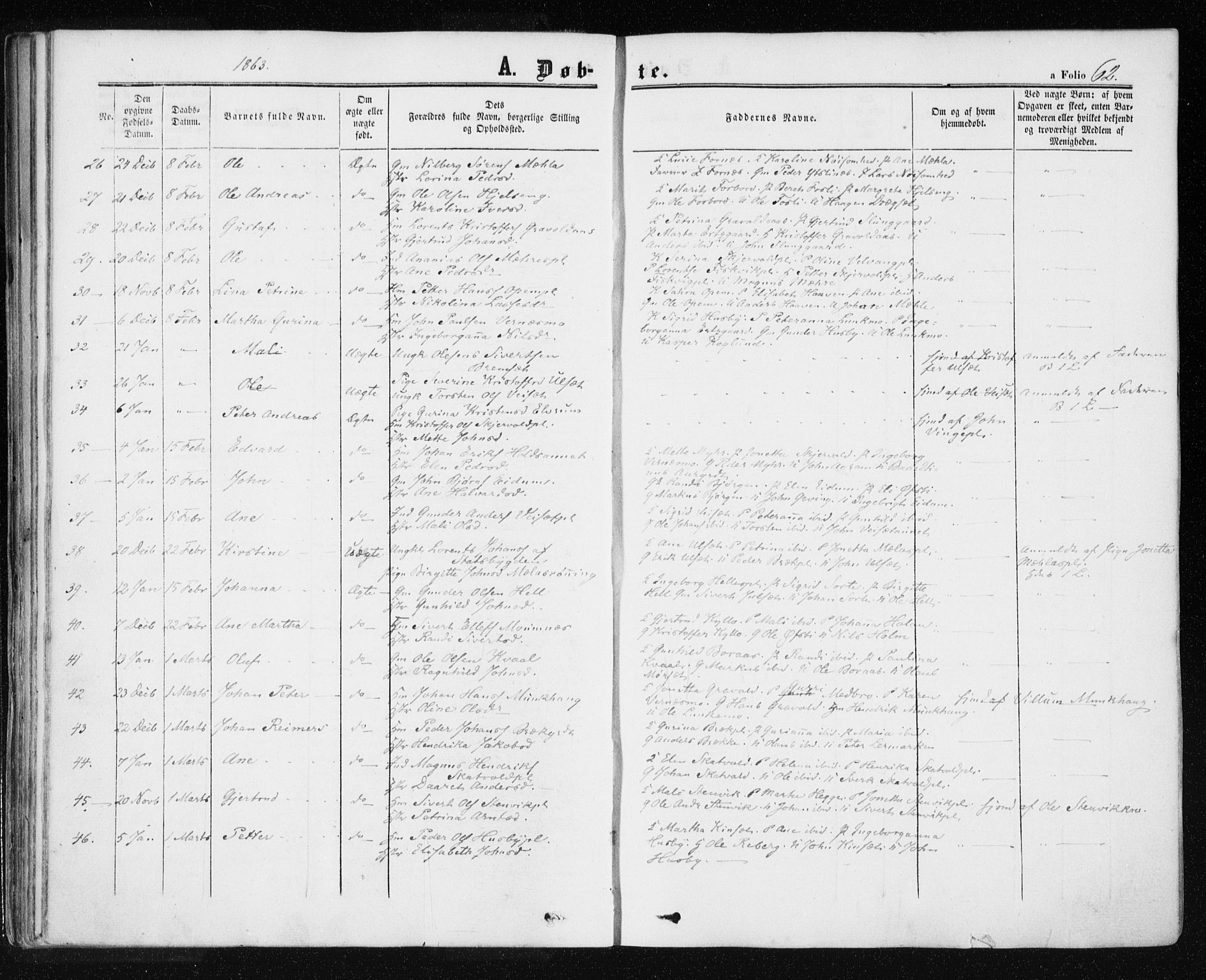 Ministerialprotokoller, klokkerbøker og fødselsregistre - Nord-Trøndelag, SAT/A-1458/709/L0075: Ministerialbok nr. 709A15, 1859-1870, s. 62