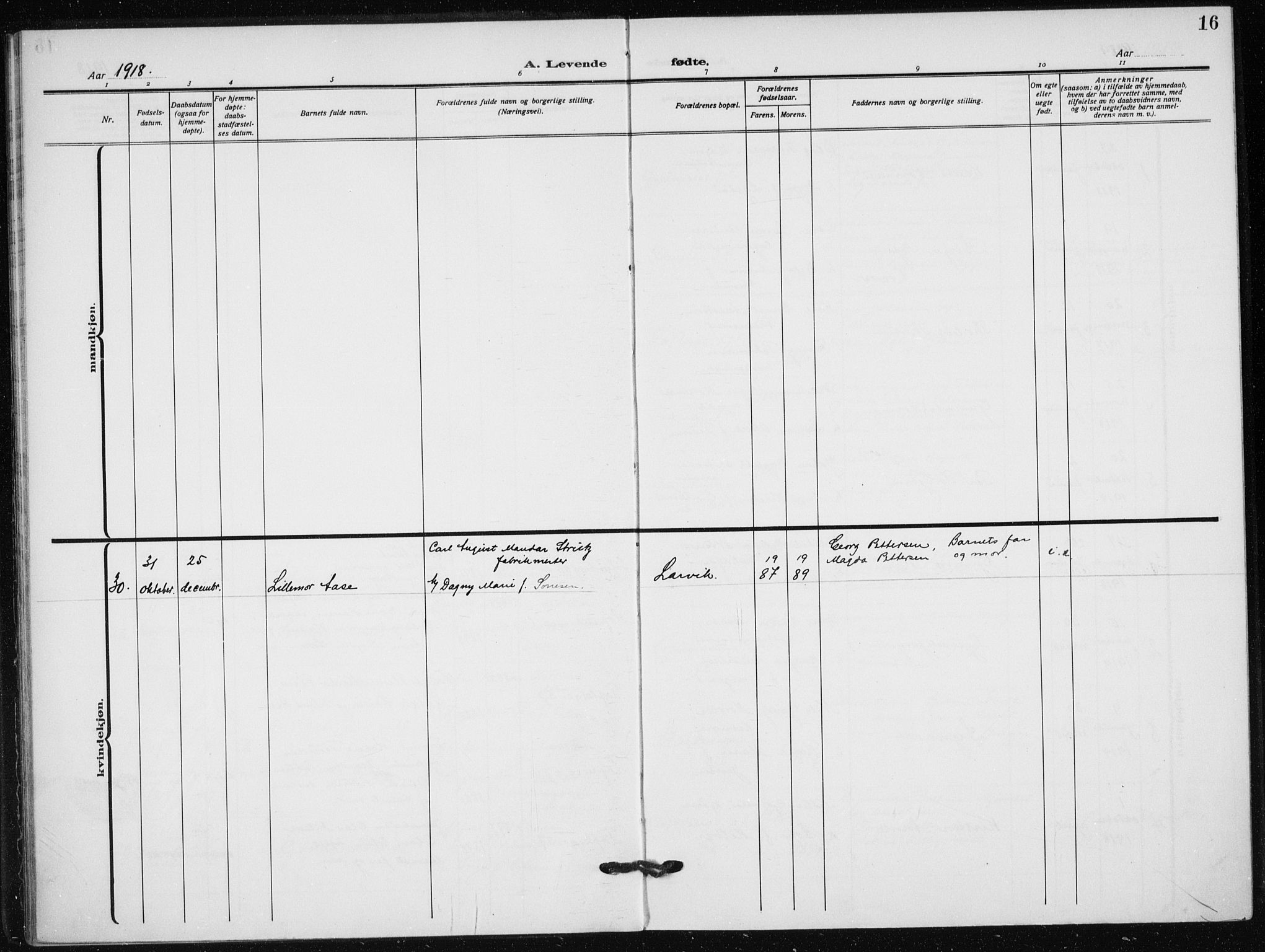 Hauge prestekontor Kirkebøker, AV/SAO-A-10849/F/Fa/L0001: Ministerialbok nr. 1, 1917-1938, s. 16