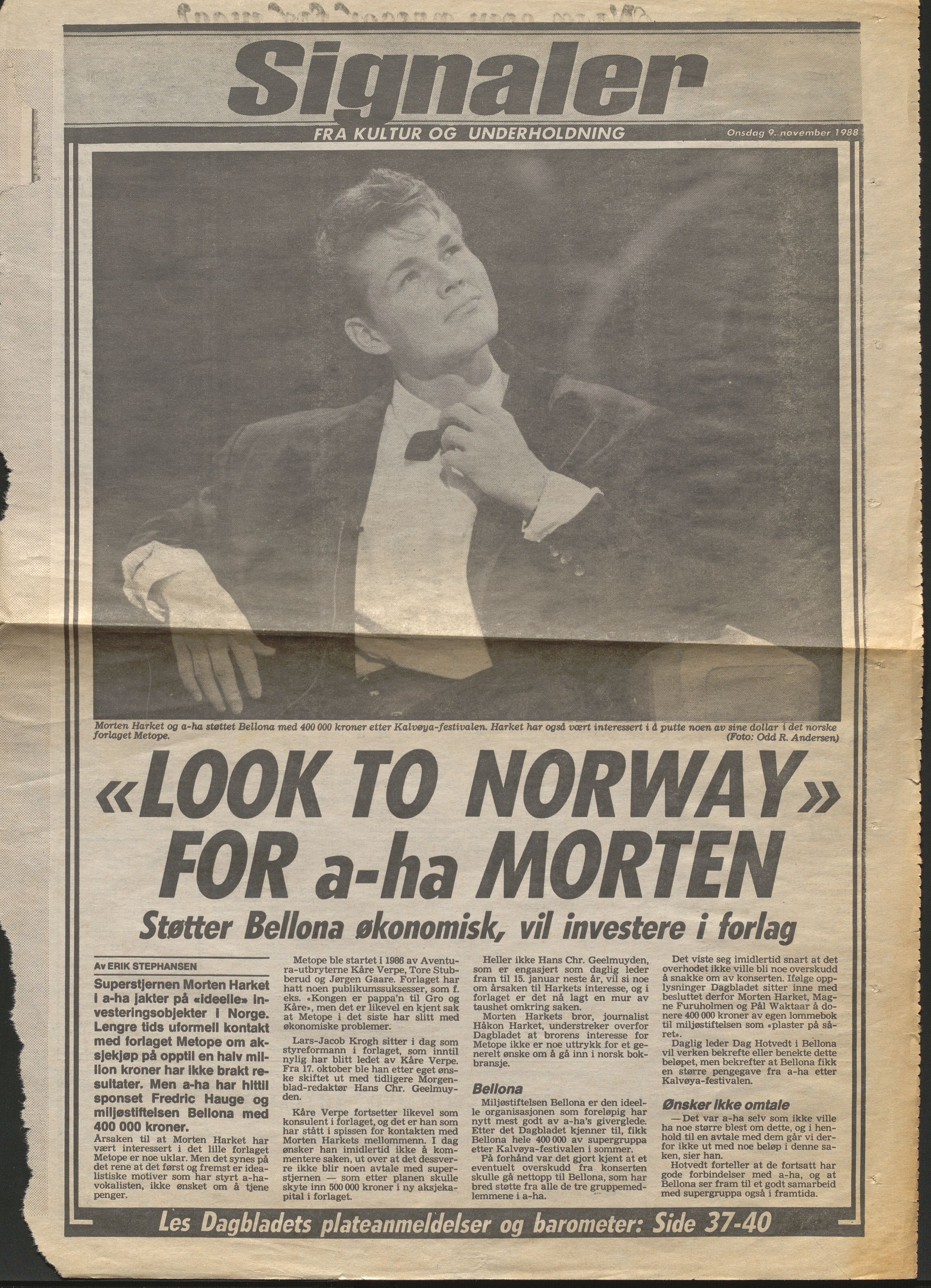 Pa 0858 - Harald N. Røstvik, AV/SAST-A-102660/E/Ea/L0026: Morten Harket, a-ha. , 1989, s. 97