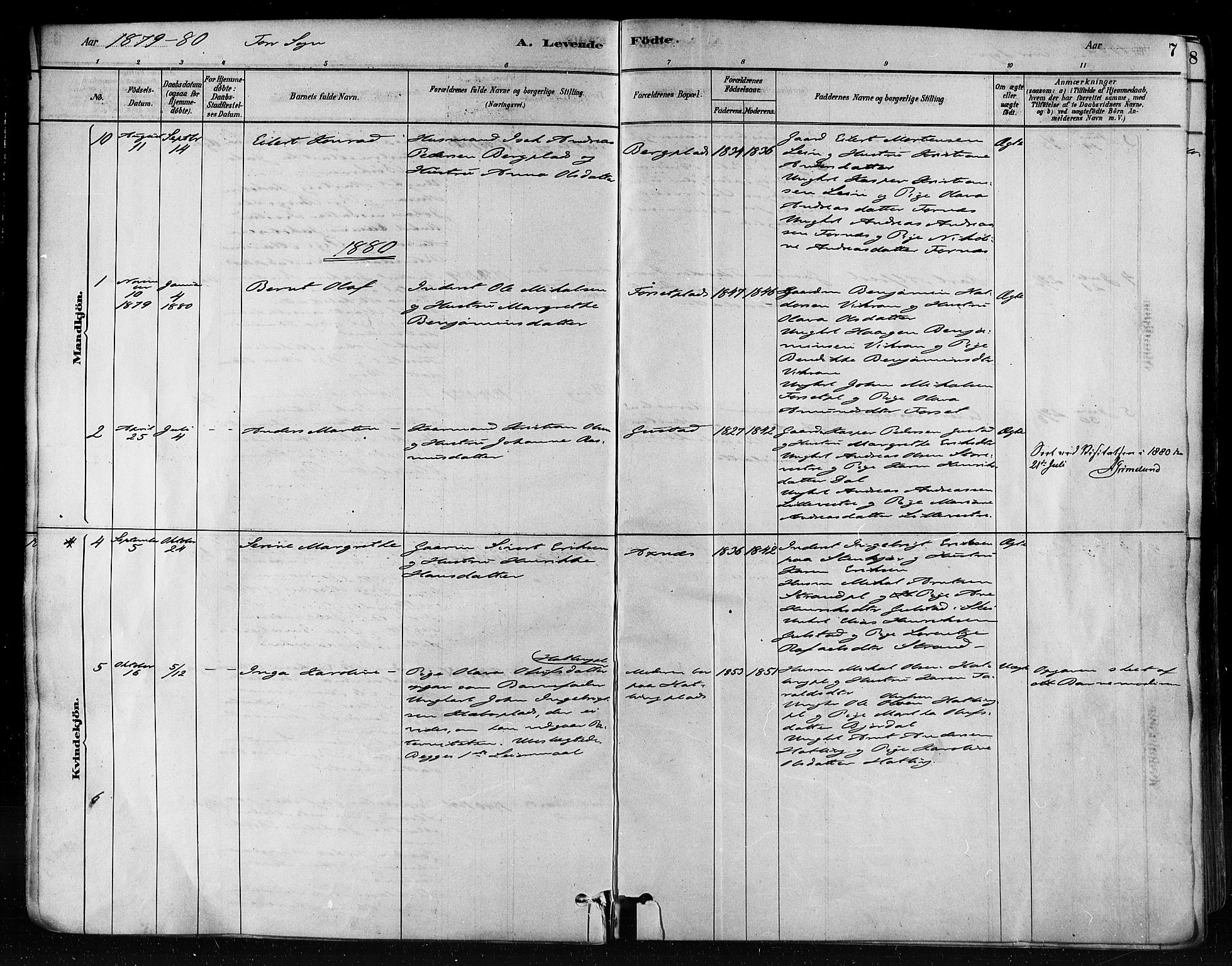 Ministerialprotokoller, klokkerbøker og fødselsregistre - Nord-Trøndelag, SAT/A-1458/746/L0448: Ministerialbok nr. 746A07 /1, 1878-1900, s. 7