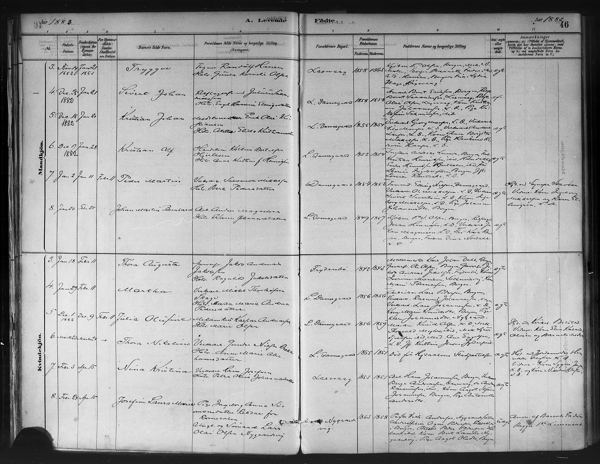 Askøy Sokneprestembete, AV/SAB-A-74101/H/Ha/Haa/Haae/L0002: Ministerialbok nr. E 2, 1878-1891, s. 46