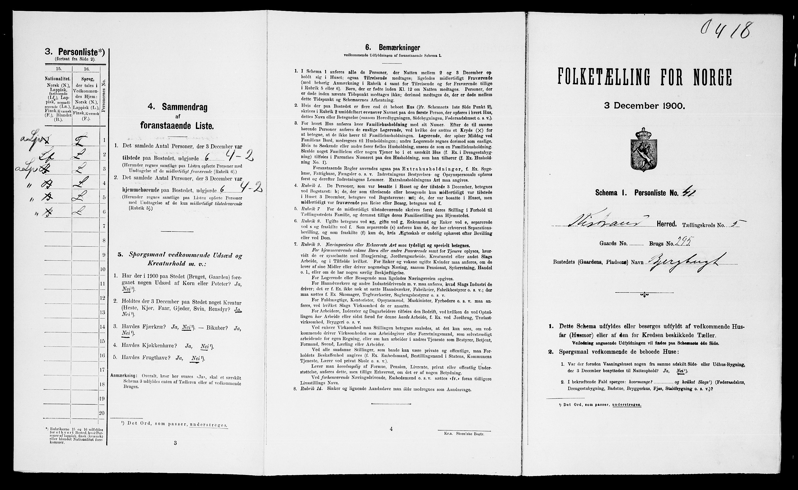 SATØ, Folketelling 1900 for 2020 Kistrand herred, 1900, s. 452