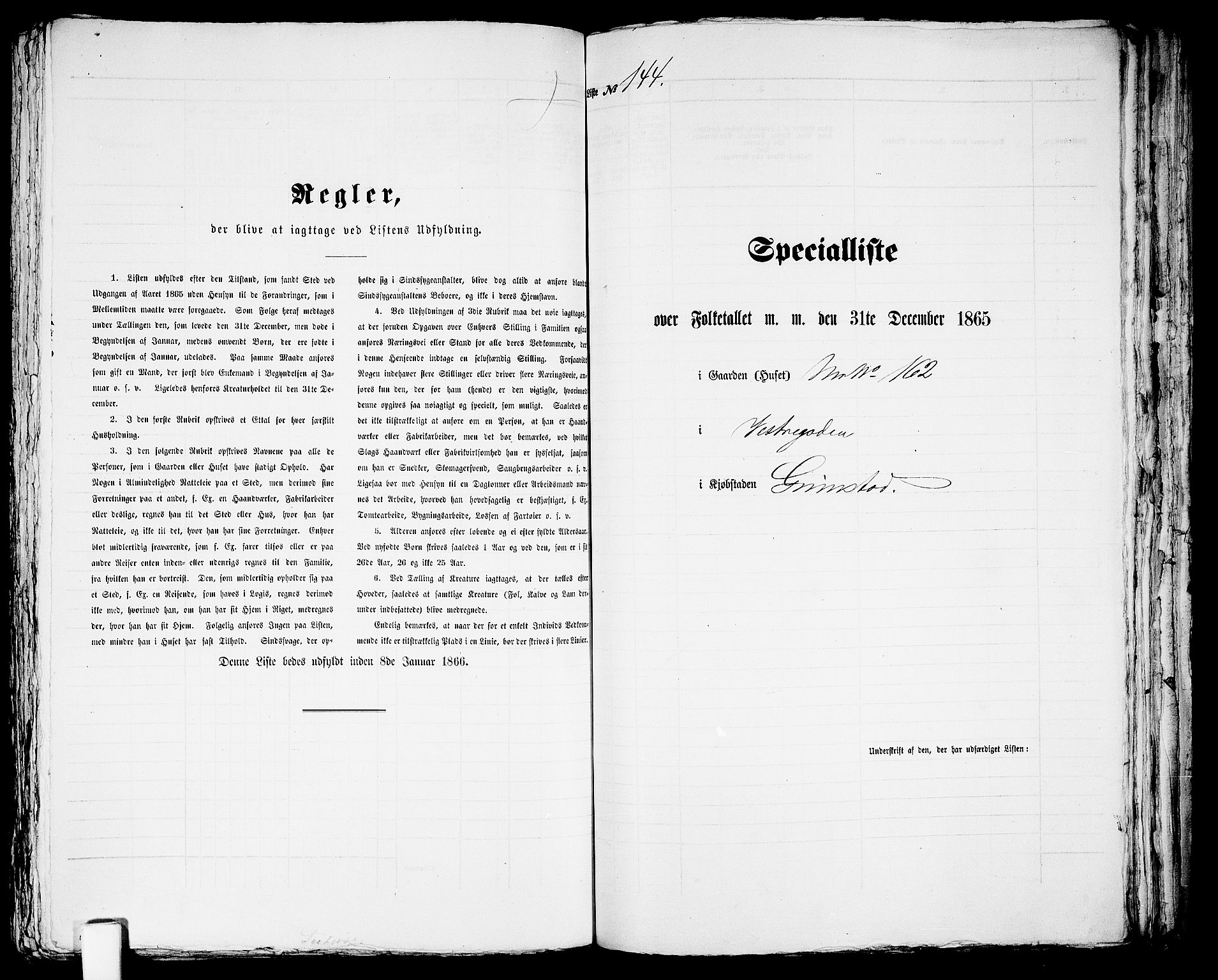 RA, Folketelling 1865 for 0904B Fjære prestegjeld, Grimstad kjøpstad, 1865, s. 293