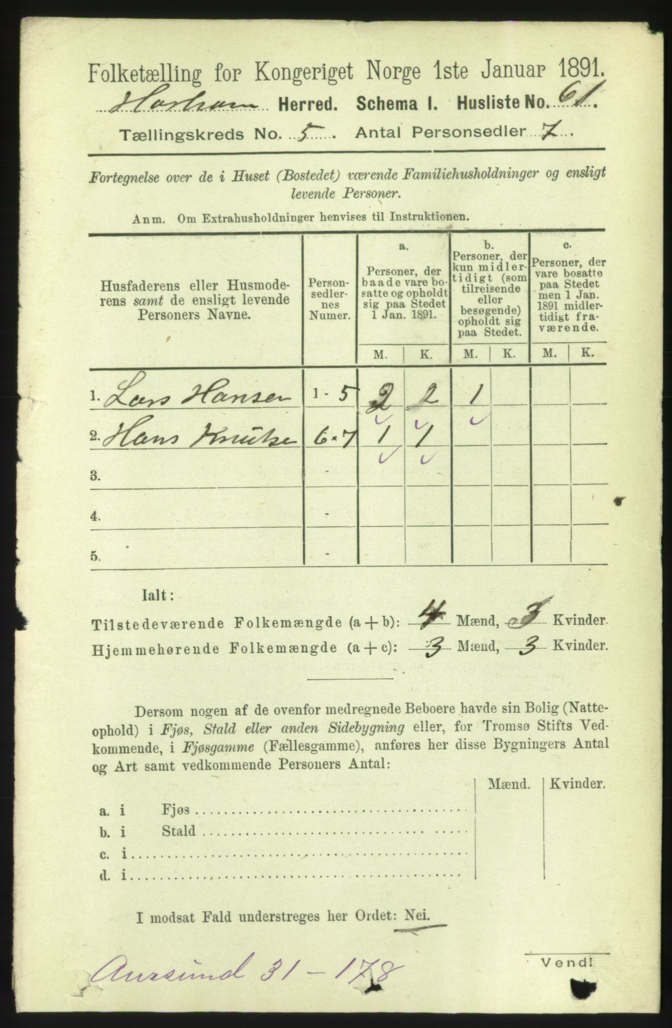 RA, Folketelling 1891 for 1534 Haram herred, 1891, s. 2392