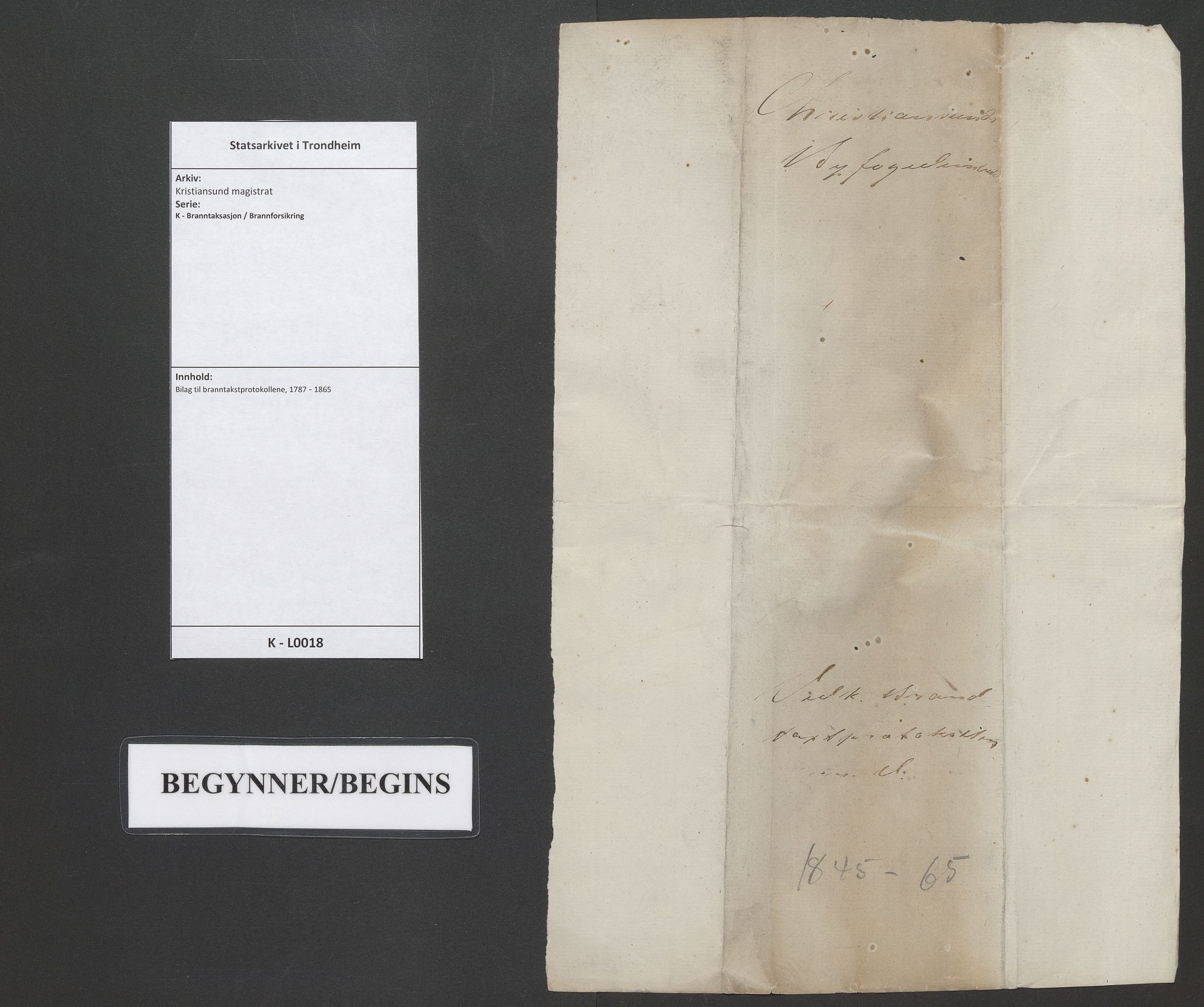 Kristiansund magistrat, SAT/A-0032/K/L0018: Bilag til branntakstprotokollene, 1787-1865