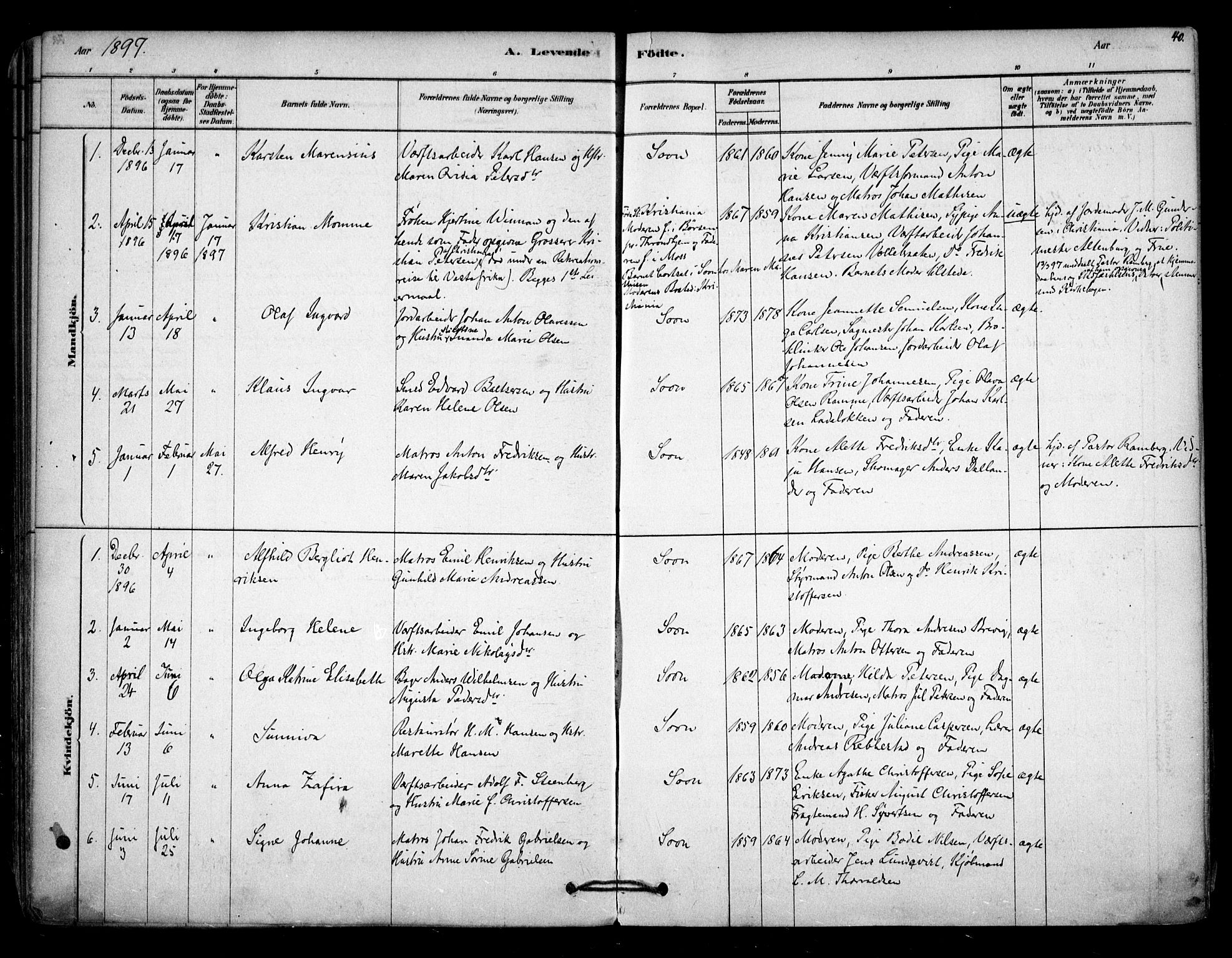 Vestby prestekontor Kirkebøker, AV/SAO-A-10893/F/Fc/L0001: Ministerialbok nr. III 1, 1878-1906, s. 40