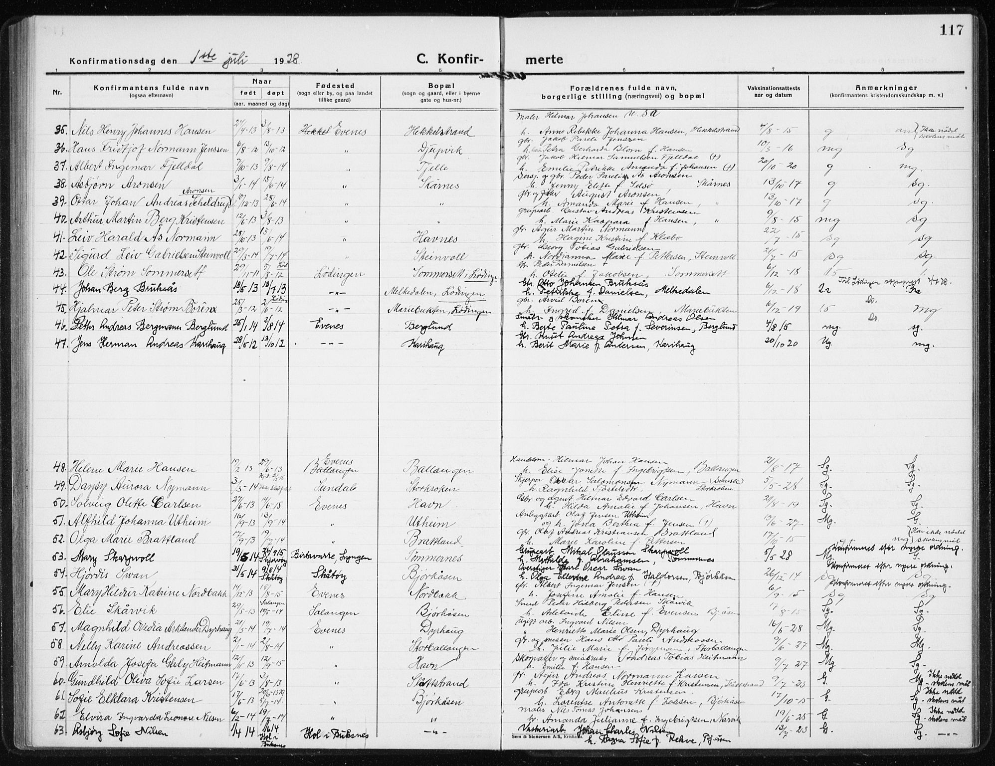 Ministerialprotokoller, klokkerbøker og fødselsregistre - Nordland, AV/SAT-A-1459/869/L0975: Klokkerbok nr. 869C01, 1923-1939, s. 117