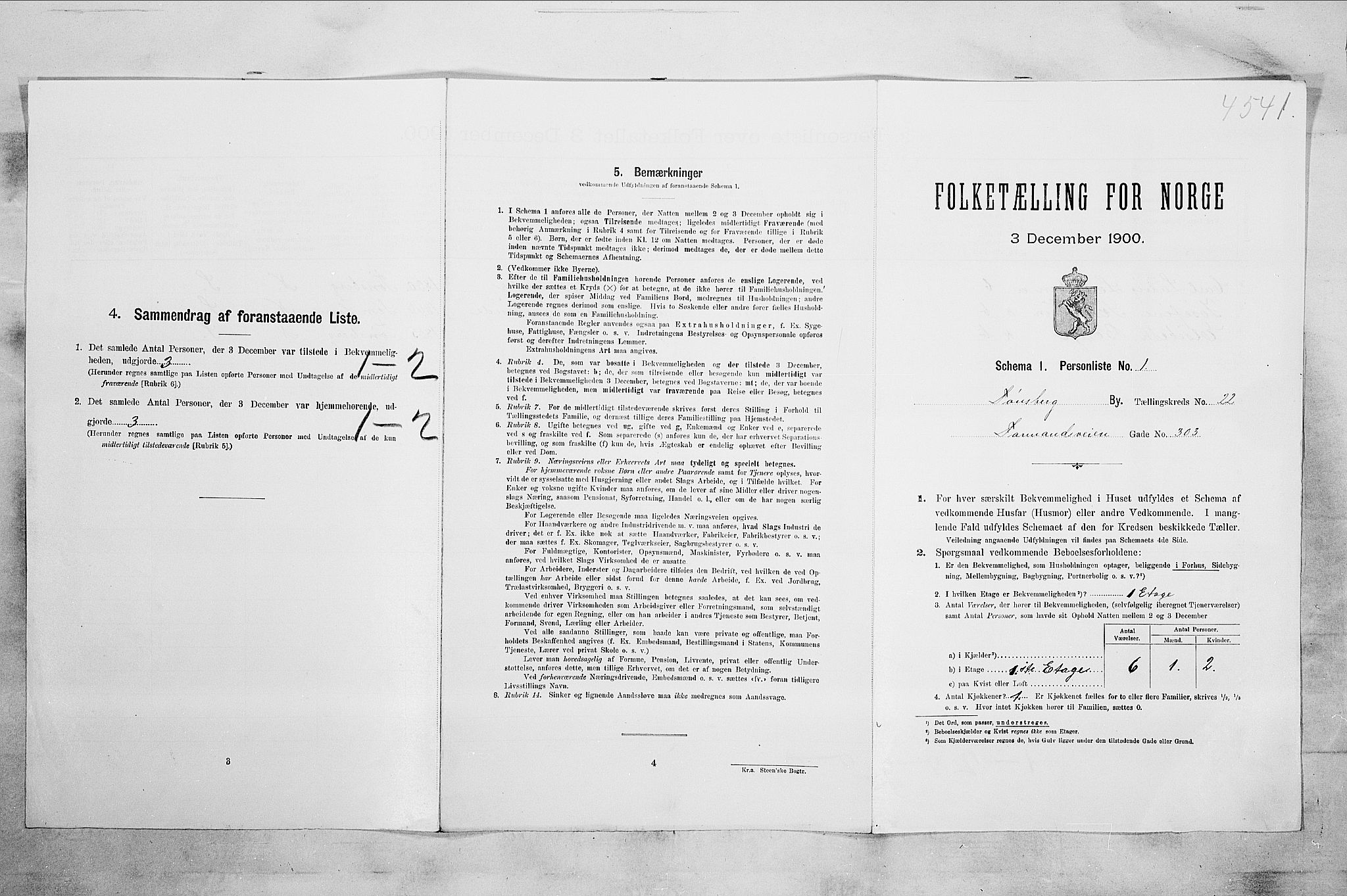RA, Folketelling 1900 for 0705 Tønsberg kjøpstad, 1900, s. 3464