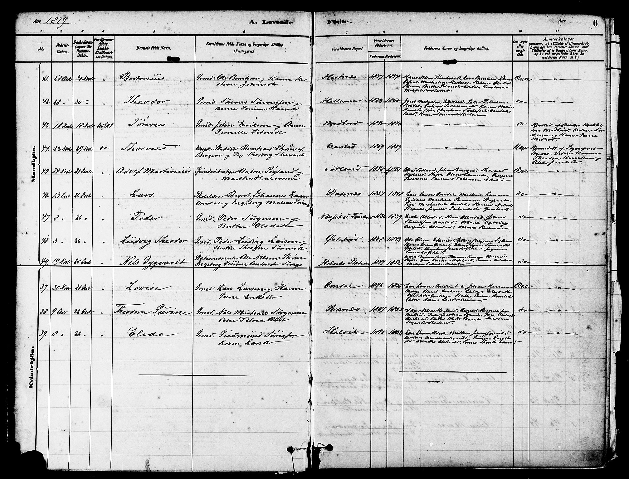 Eigersund sokneprestkontor, AV/SAST-A-101807/S08/L0017: Ministerialbok nr. A 14, 1879-1892, s. 6