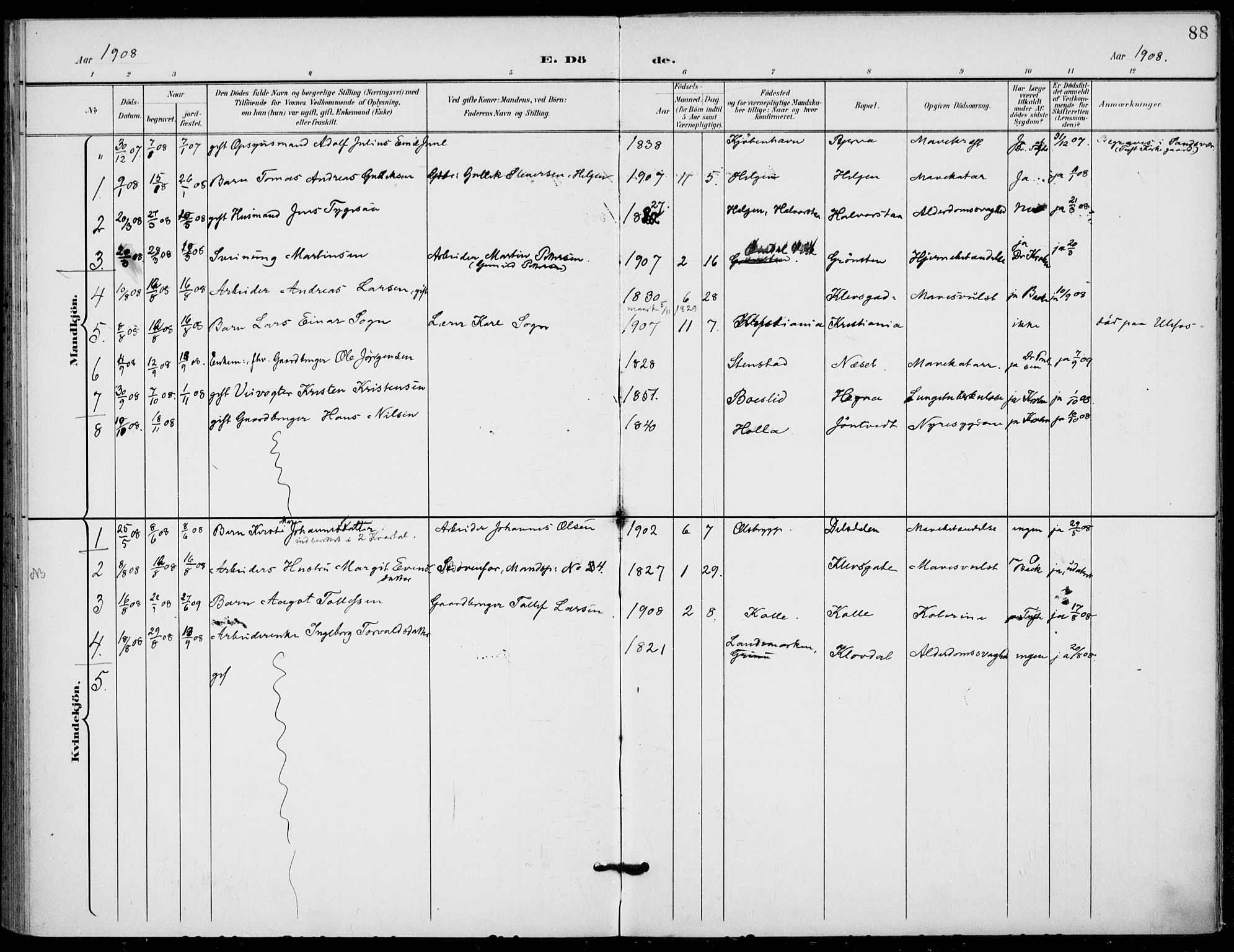 Holla kirkebøker, AV/SAKO-A-272/F/Fa/L0011: Ministerialbok nr. 11, 1897-1928, s. 88