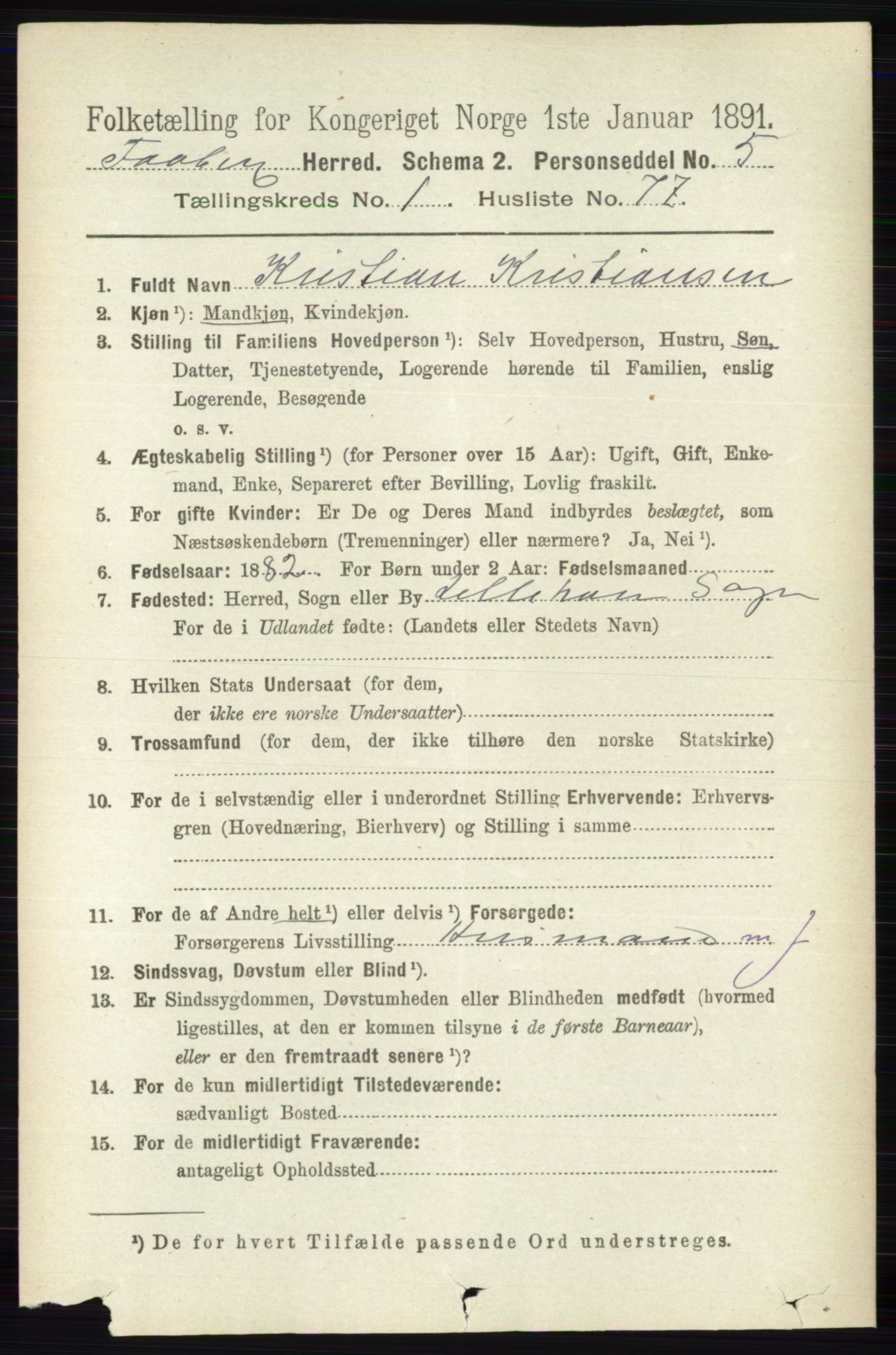 RA, Folketelling 1891 for 0524 Fåberg herred, 1891, s. 548