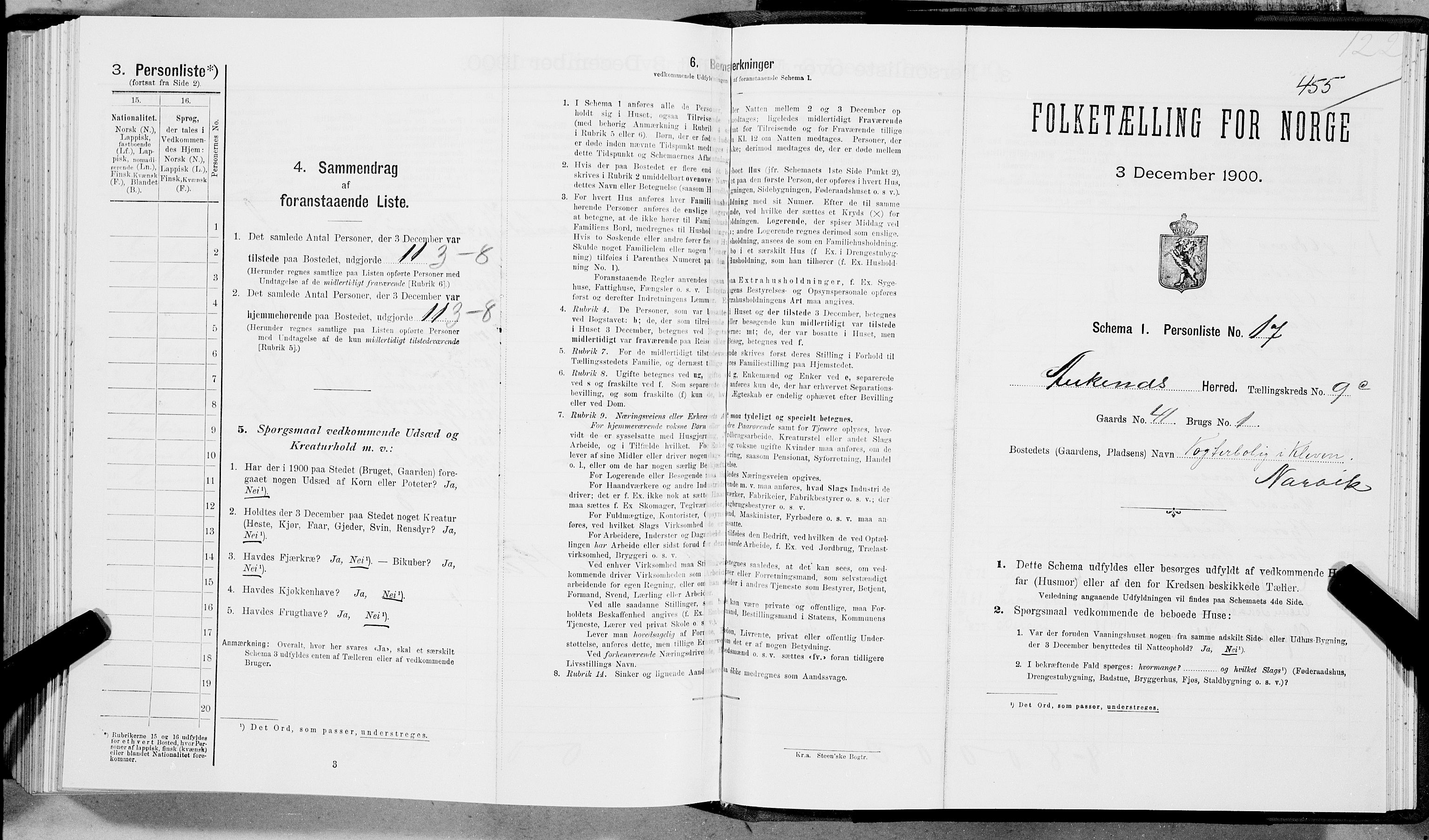 SAT, Folketelling 1900 for 1855 Ankenes herred, 1900, s. 1102