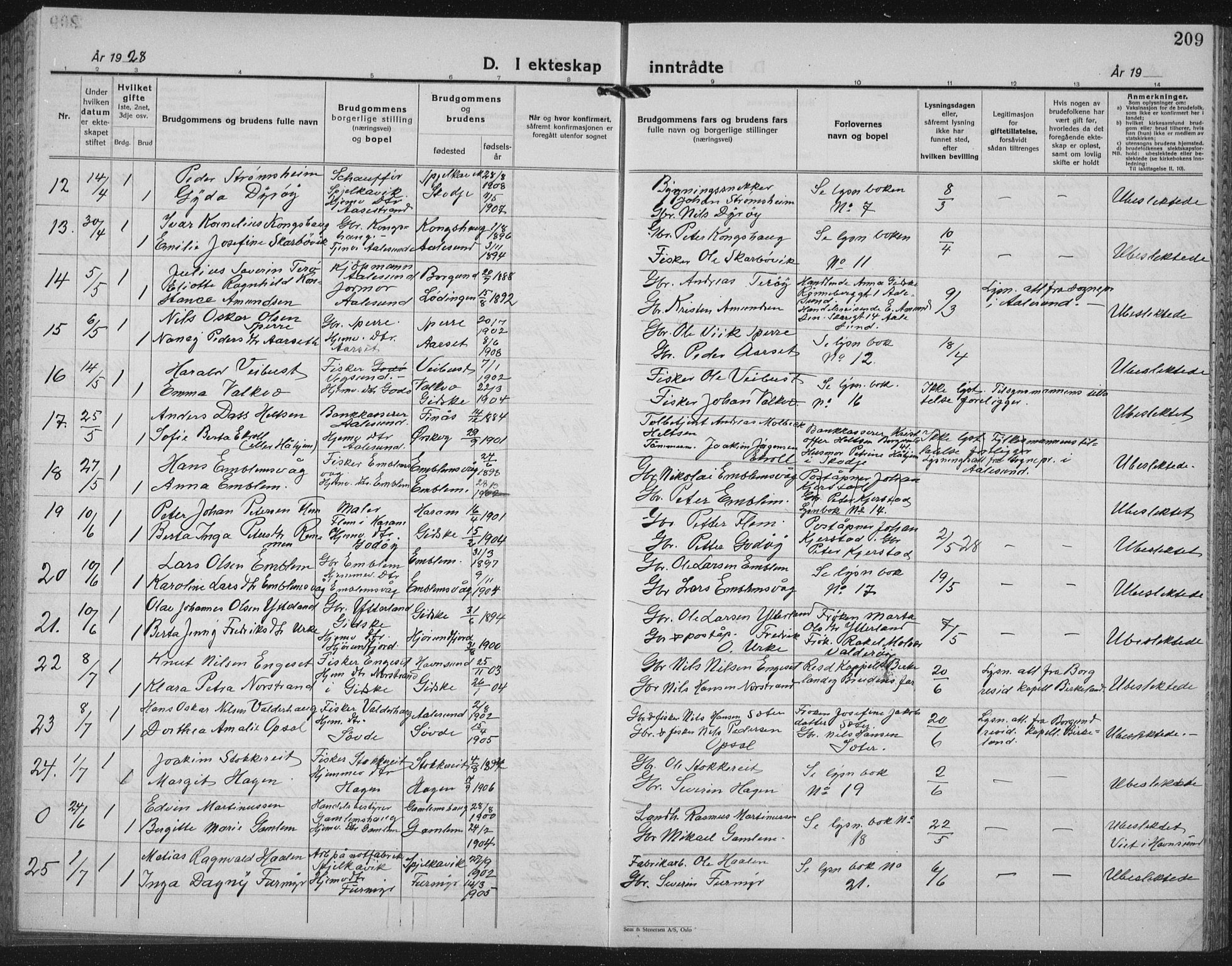 Ministerialprotokoller, klokkerbøker og fødselsregistre - Møre og Romsdal, AV/SAT-A-1454/528/L0436: Klokkerbok nr. 528C17, 1927-1939, s. 209